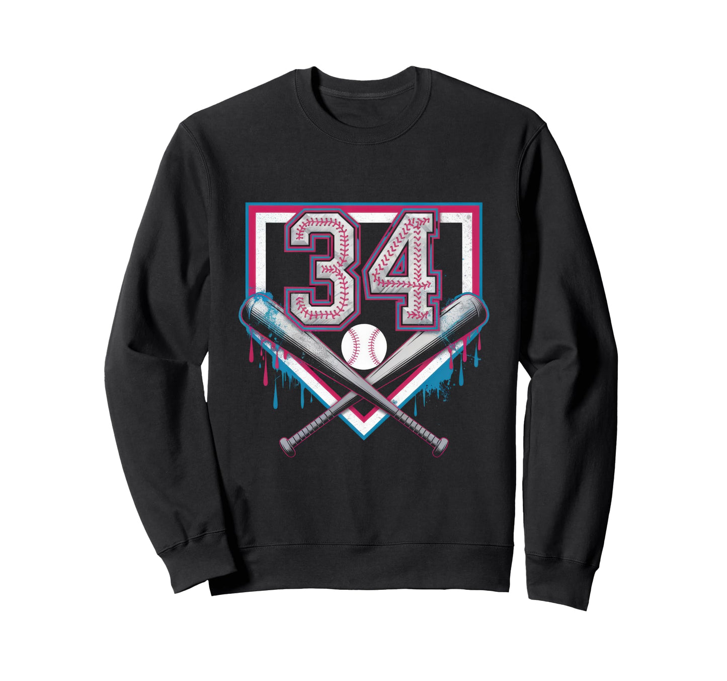 34Th Birthday Baseball Home Ice Sweatshirt - Trendy Graphic Men Women - T-Shirt, Sweatshirt, Hoodie