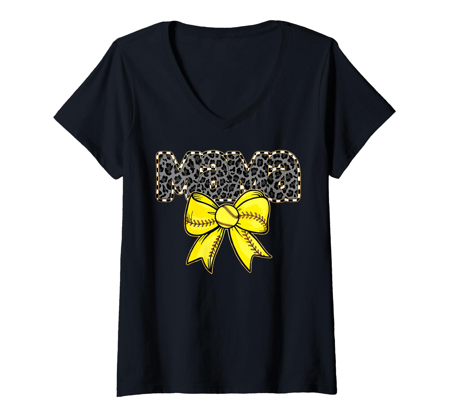 Mama Yellow Bow Baseball Softball Gift Hoodie - Aesthetic Graphic Unisex - T-Shirt, Sweatshirt, Hoodie