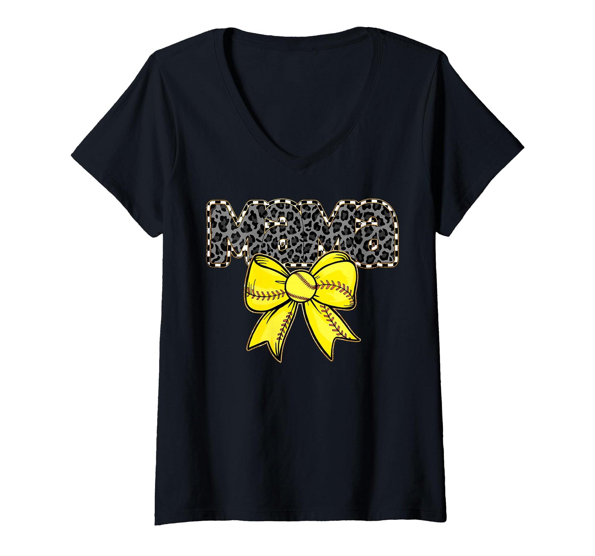 Mama Yellow Bow Baseball Softball Gift Hoodie - Aesthetic Graphic Unisex - T-Shirt, Sweatshirt, Hoodie