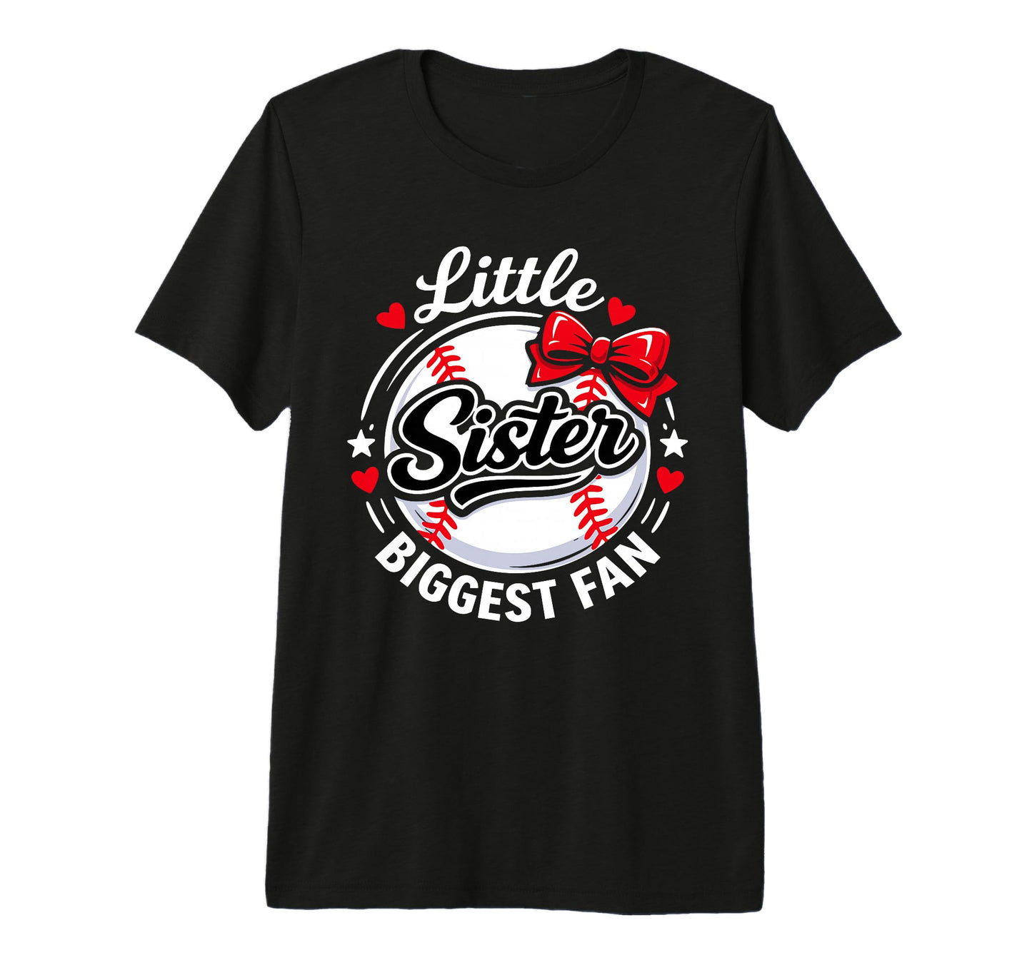 Funny Little Sister Biggest Fan Bow T-Shirt - Custom Art Print Men Women - T-Shirt, Sweatshirt, Hoodie