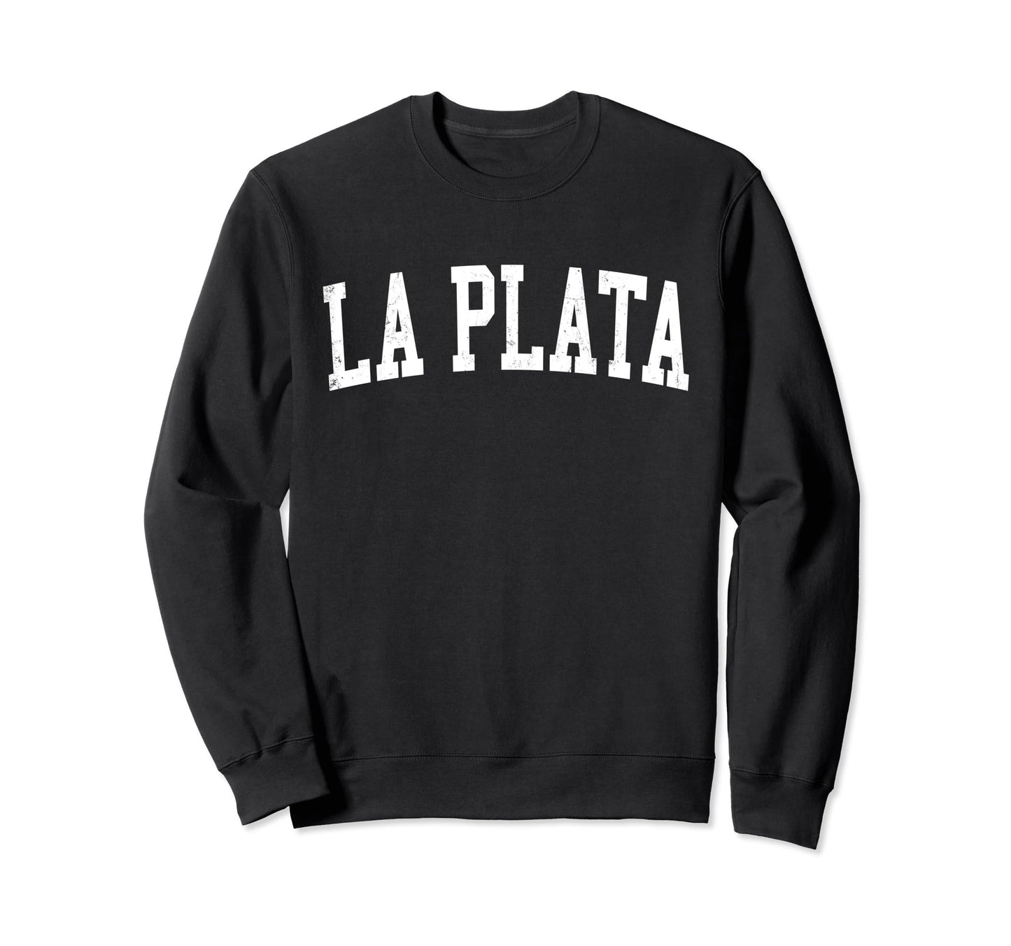 La Plata Md Distressed White Varsity Sweatshirt - Trendy Graphic for Adults - T-Shirt, Sweatshirt, Hoodie