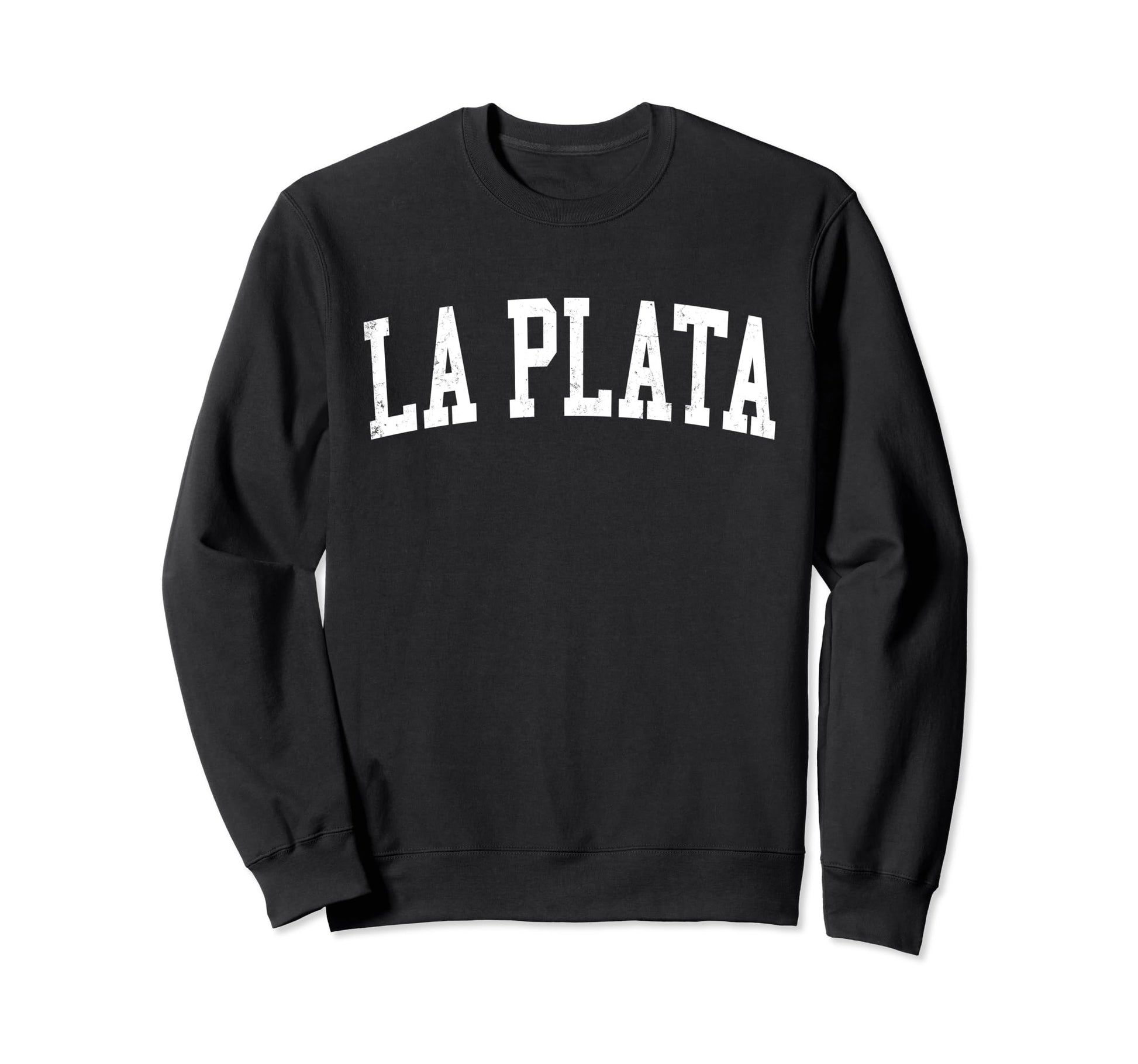 La Plata Md Distressed White Varsity Sweatshirt - Trendy Graphic for Adults - T-Shirt, Sweatshirt, Hoodie
