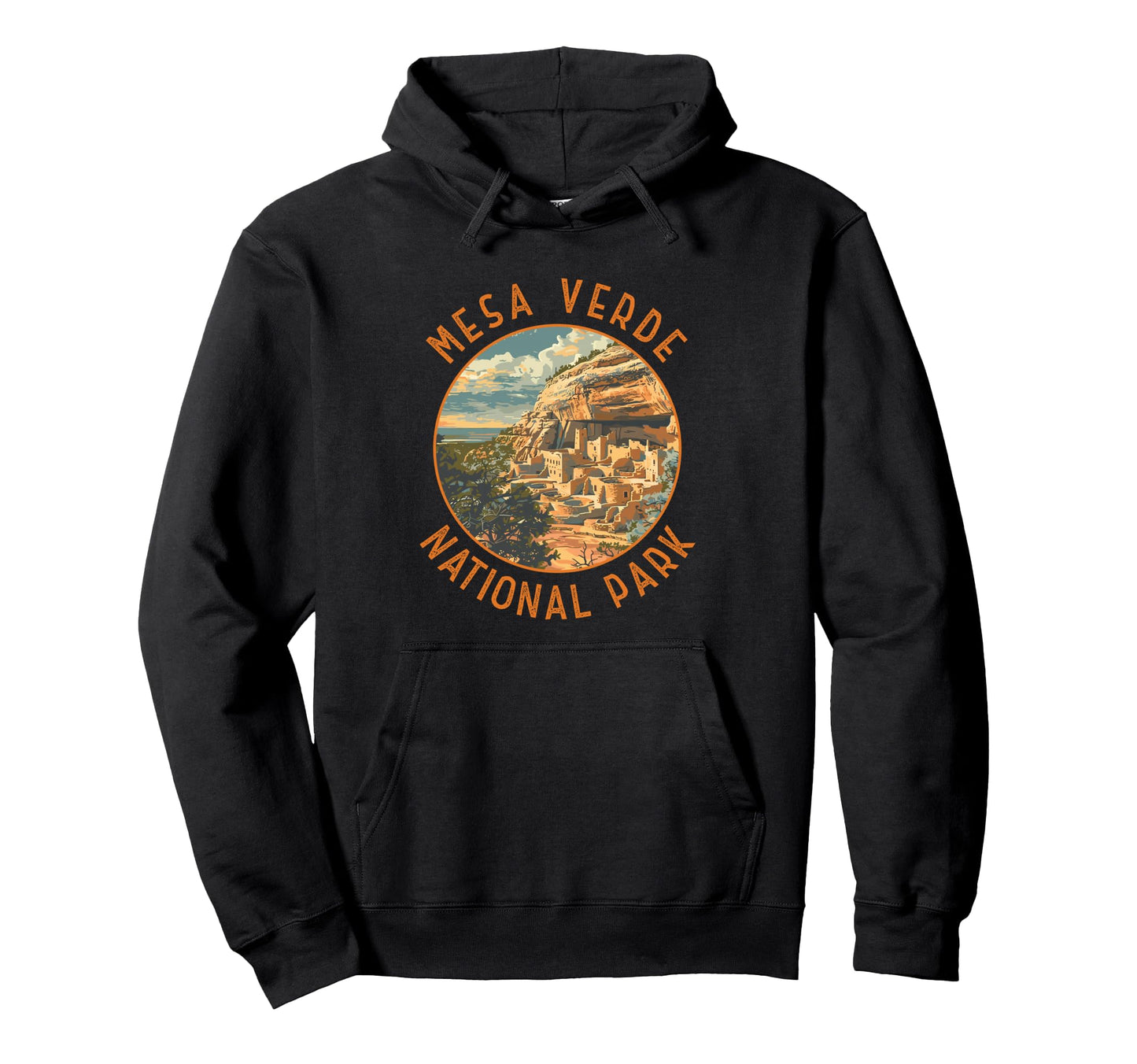 Mesa Verde National Park Distressed Circle Hoodie - Minimalist Print Unisex - T-Shirt, Sweatshirt, Hoodie