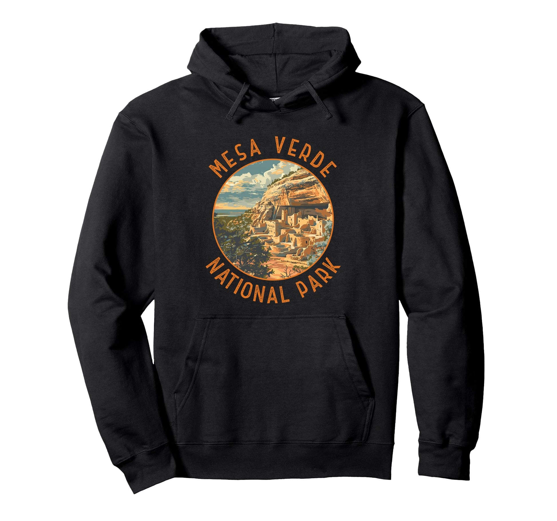 Mesa Verde National Park Distressed Circle Hoodie - Minimalist Print Unisex - T-Shirt, Sweatshirt, Hoodie