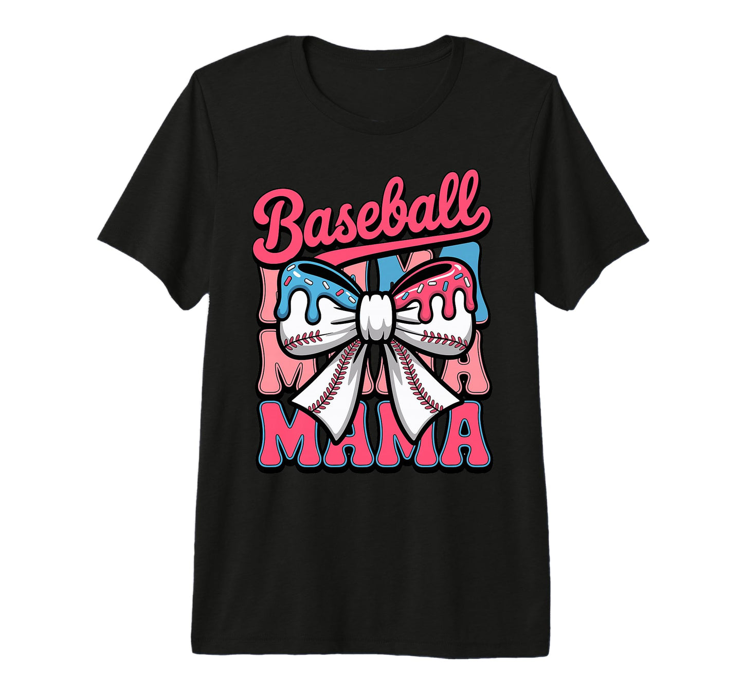Coquette Bow Baseball Mama Sports Mom T-Shirt - Unique Graphic Men Women - T-Shirt, Sweatshirt, Hoodie