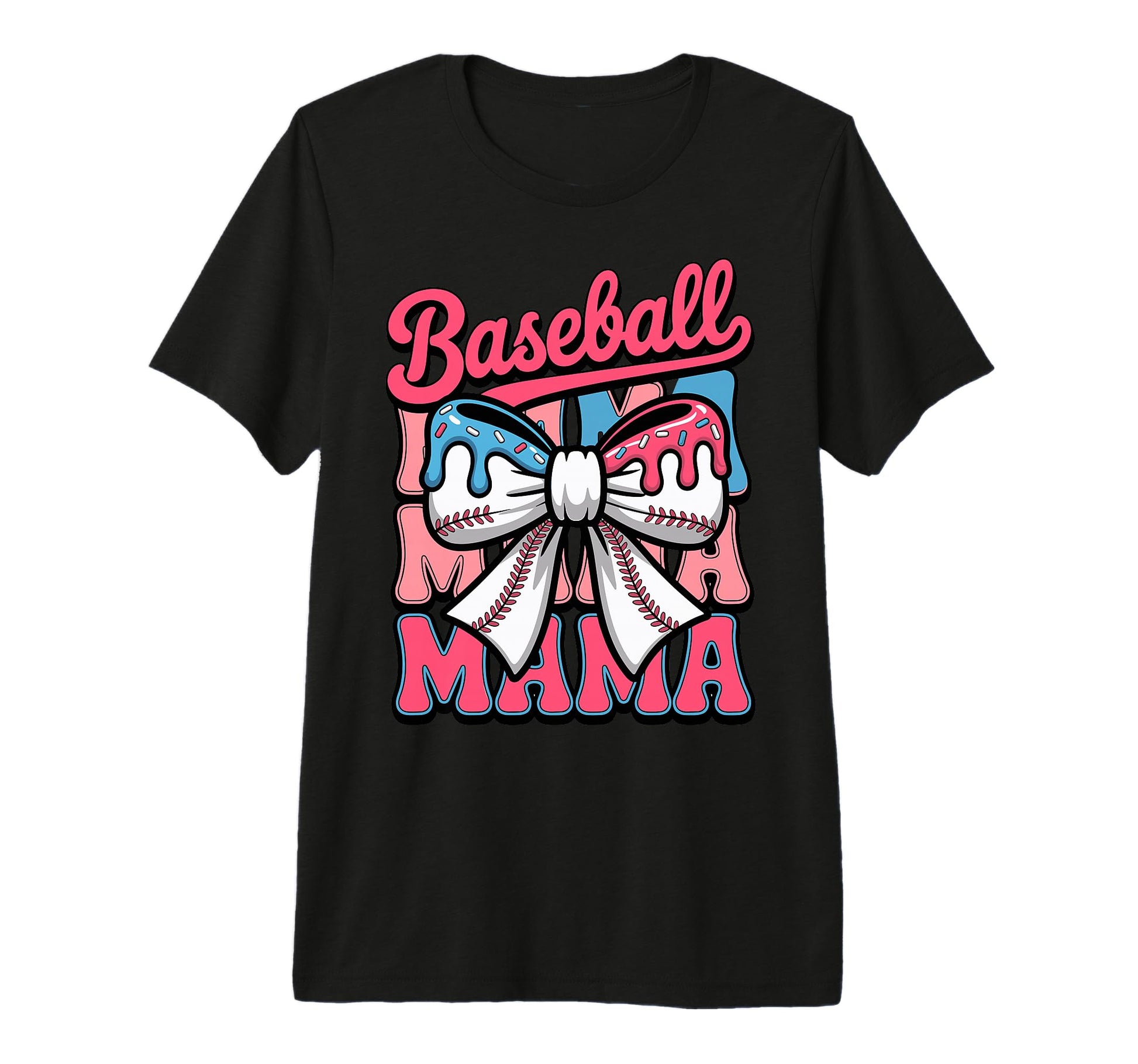 Coquette Bow Baseball Mama Sports Mom T-Shirt - Unique Graphic Men Women - T-Shirt, Sweatshirt, Hoodie