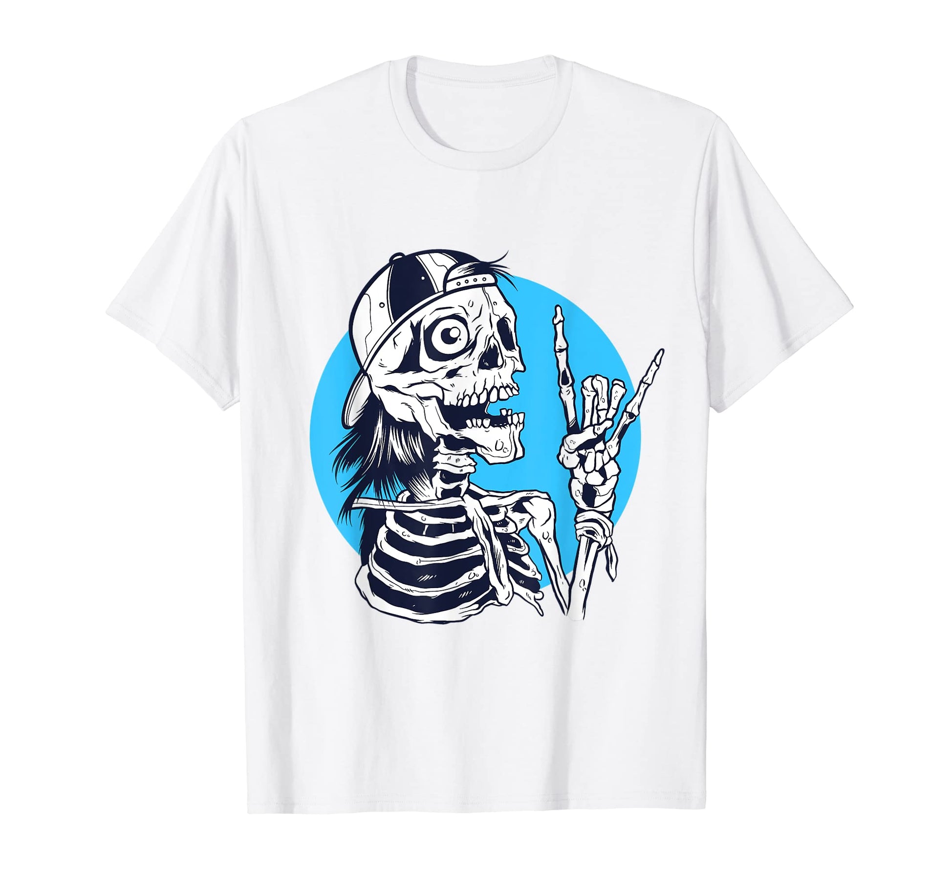 Skeleton Baseball Cap Rock N Roll T-Shirt - Unique Graphic for Adults - T-Shirt, Sweatshirt, Hoodie