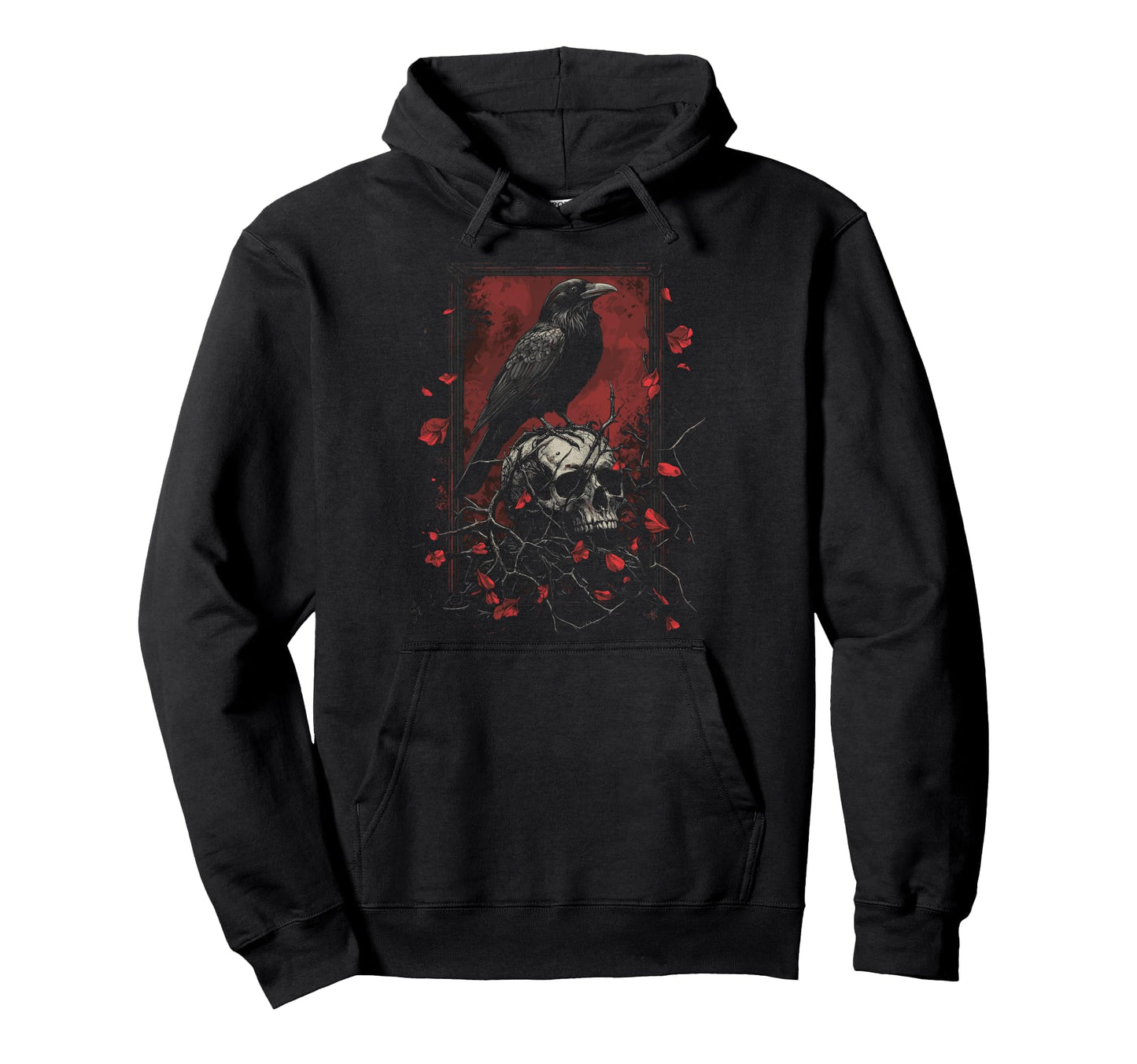 Raven Crow Y2K Grunge Aesthetic Dark Bird Hoodie - Graphic Print Unisex - T-Shirt, Sweatshirt, Hoodie