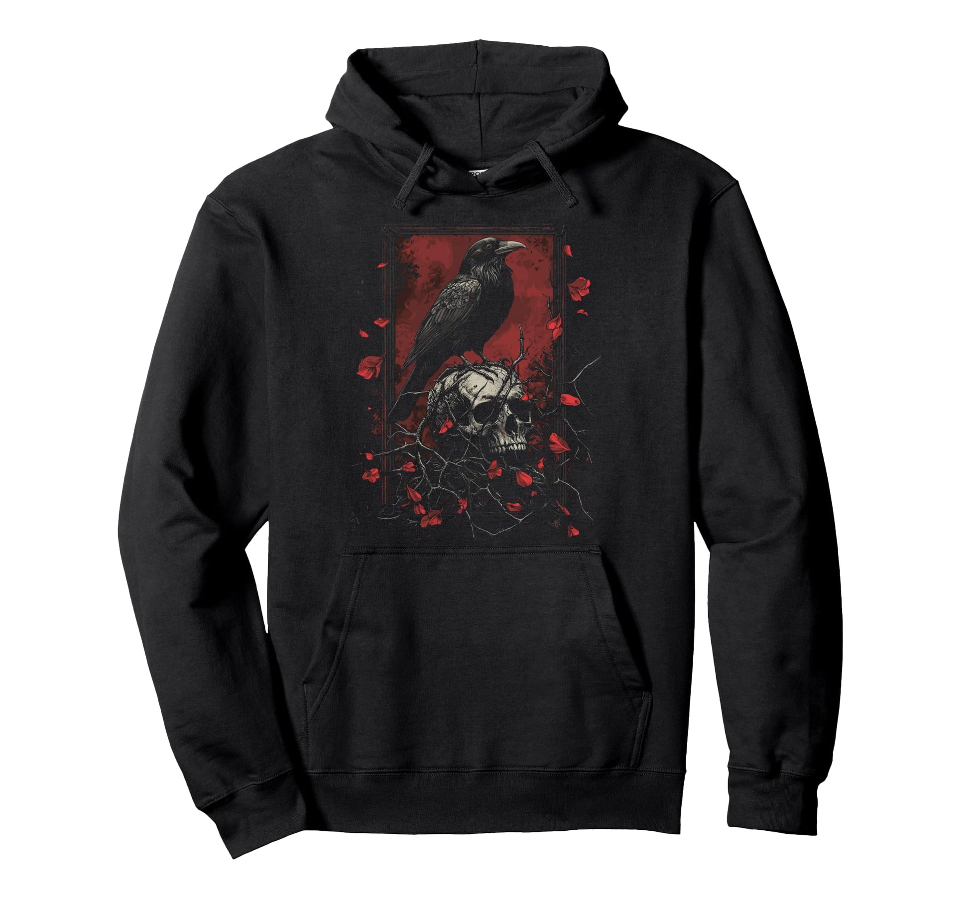 Raven Crow Y2K Grunge Aesthetic Dark Bird Hoodie - Graphic Print Unisex - T-Shirt, Sweatshirt, Hoodie