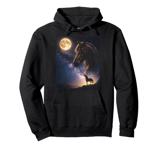 90S Horse Neighing Moon Y2K Aesthetic Hoodie - Custom Art Print Unisex - T-Shirt, Sweatshirt, Hoodie