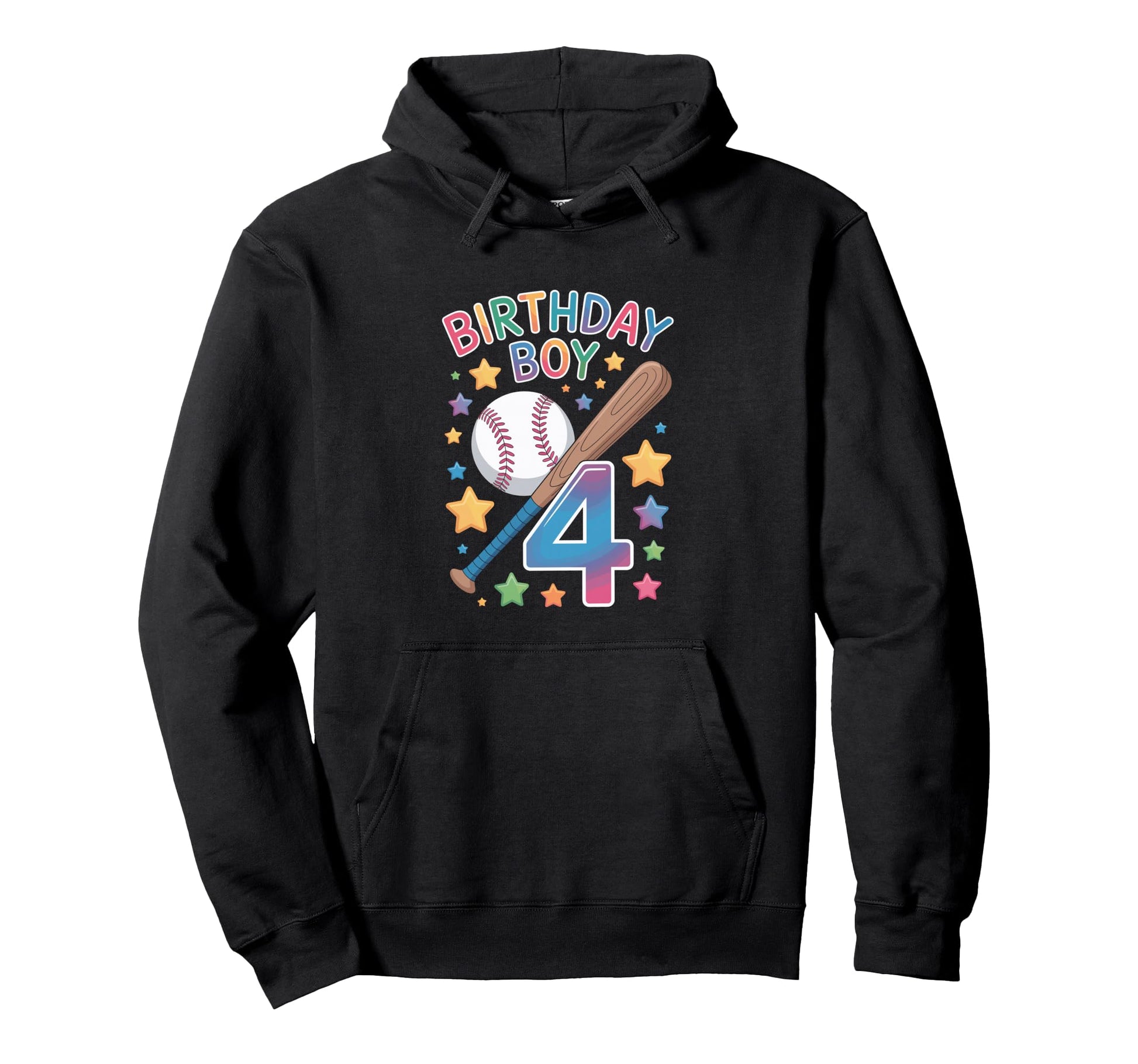 Birthday 4Th Birthday Baseball Hoodie - Graphic Print Unisex - T-Shirt, Sweatshirt, Hoodie