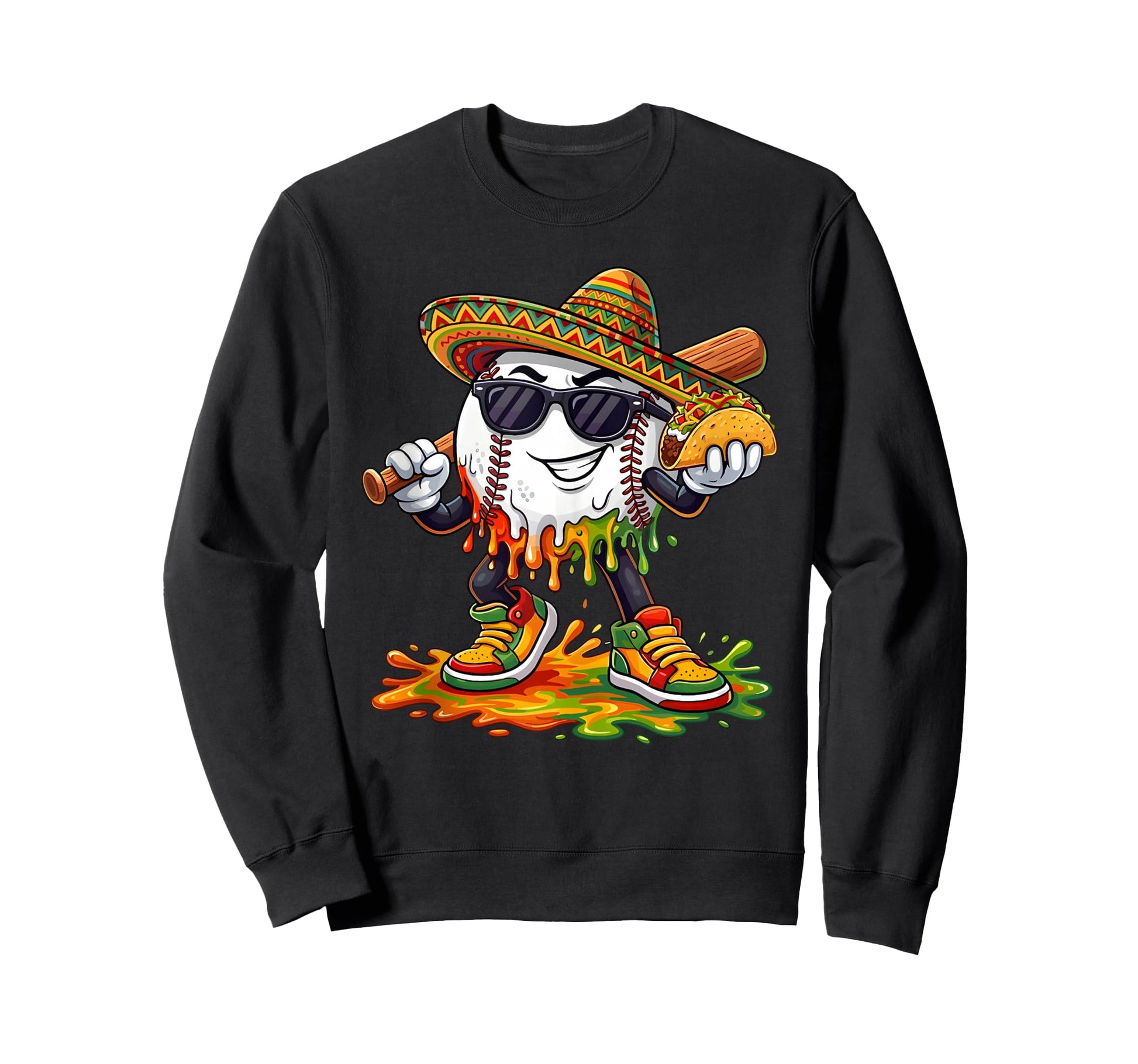 Baseball Cinco De Mayo Taco Ice Sweatshirt - Trendy Graphic for Adults - T-Shirt, Sweatshirt, Hoodie