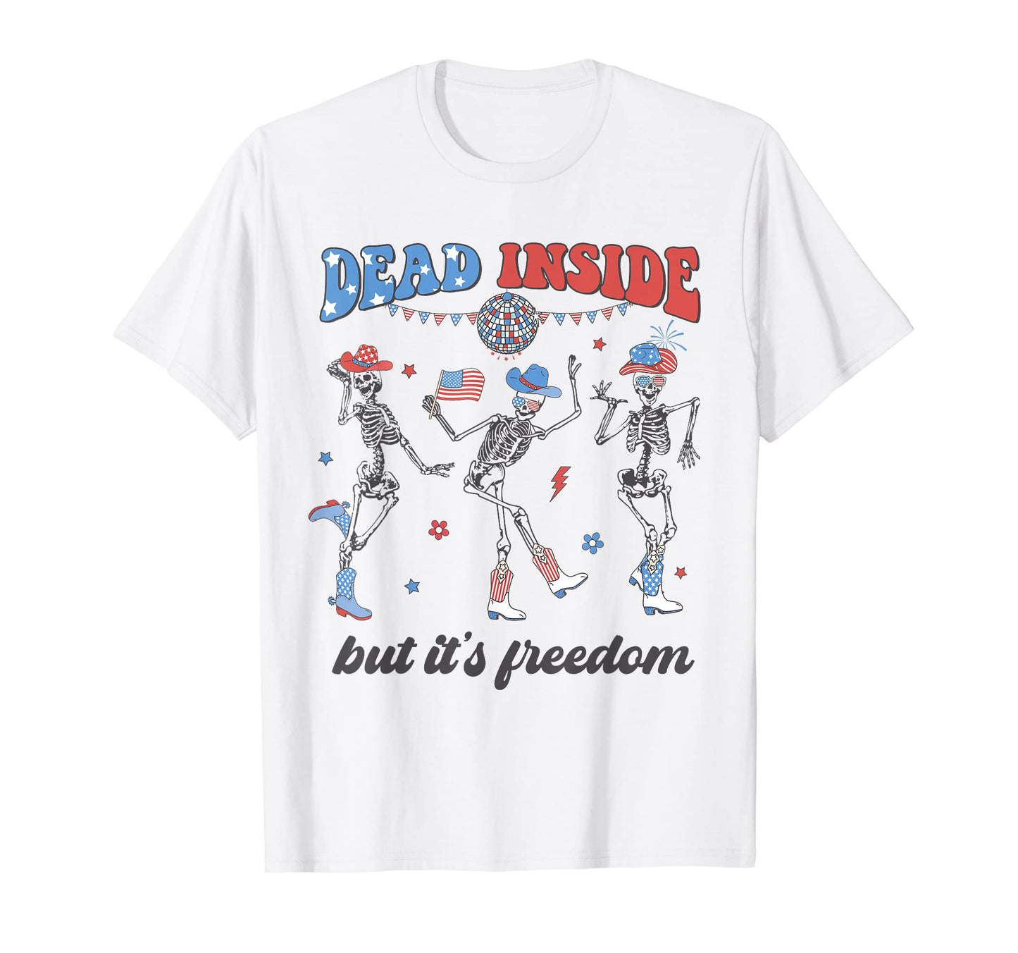 Dancing Skeleton 4Th July Cowboy T-Shirt - Unique Graphic for Adults - T-Shirt, Sweatshirt, Hoodie