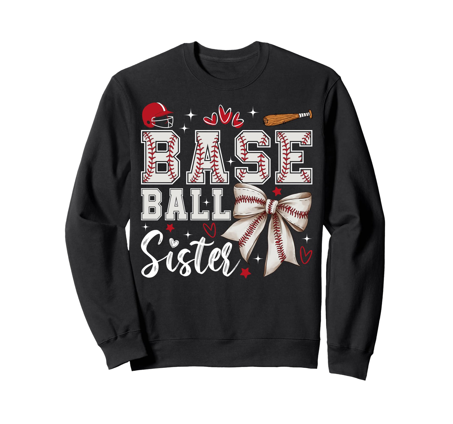 Baseball Sister Coquette Bow Sweatshirt - Casual Everyday Wear Unisex - T-Shirt, Sweatshirt, Hoodie