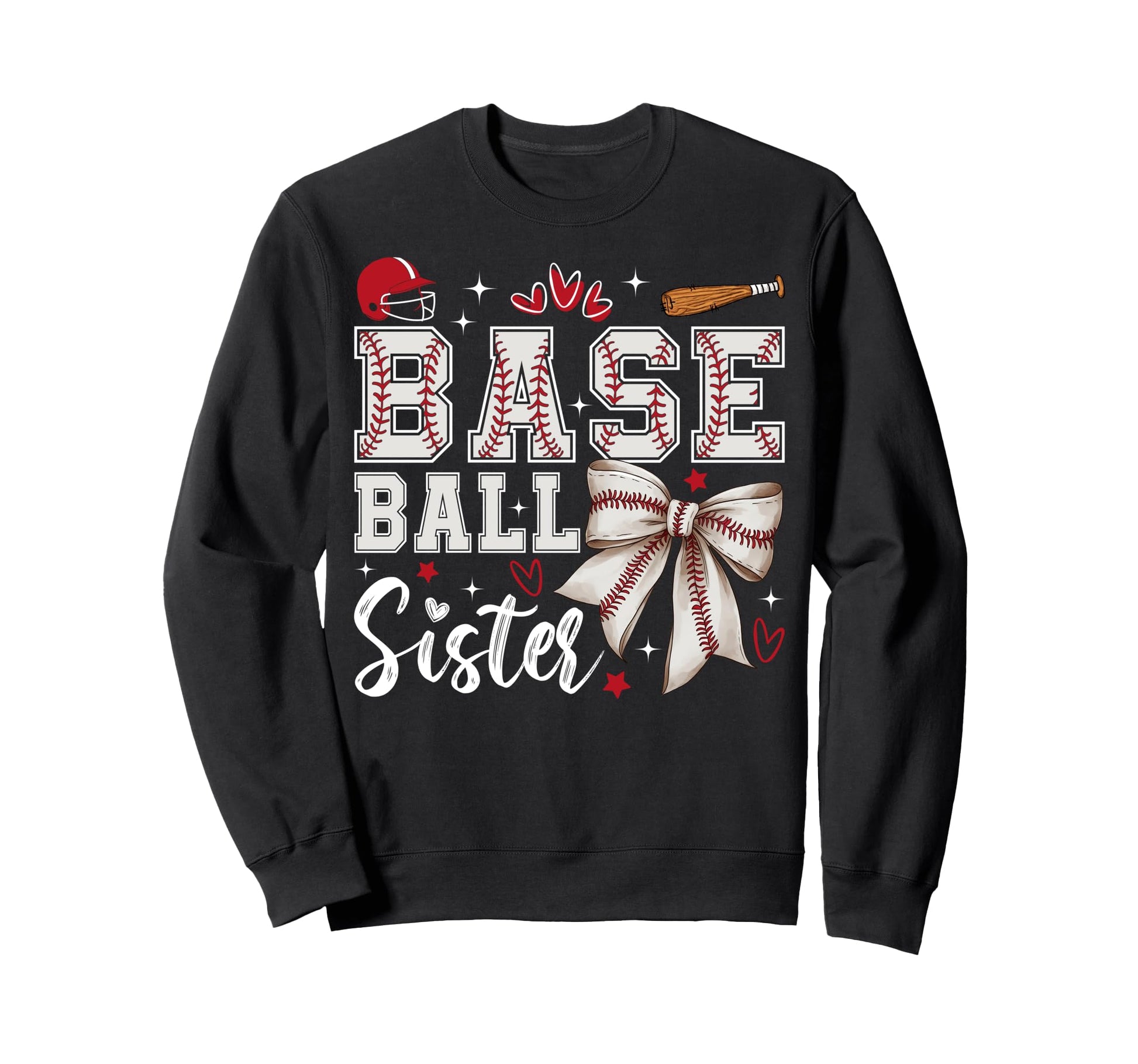 Baseball Sister Coquette Bow Sweatshirt - Casual Everyday Wear Unisex - T-Shirt, Sweatshirt, Hoodie