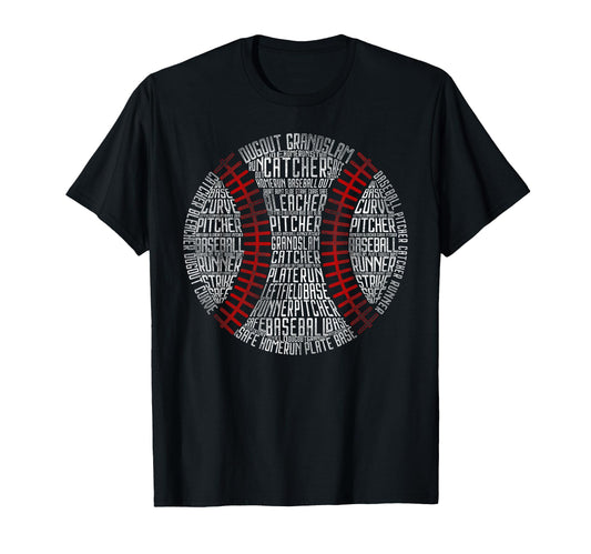 Baseball Fan Word Cloud Baseball T-Shirt - Graphic Print Men Women - T-Shirt, Sweatshirt, Hoodie