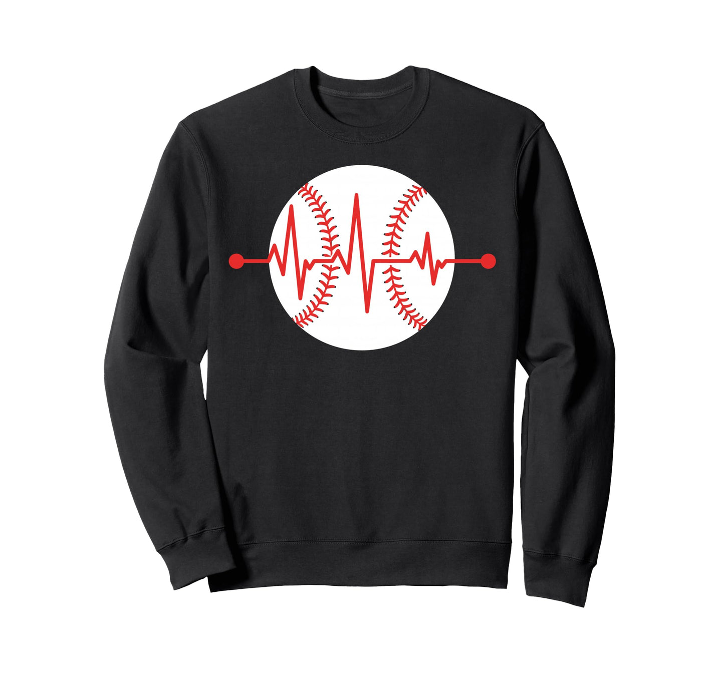 Baseball Red Heartbeat Frequency Sweatshirt - Graphic Print Men Women - T-Shirt, Sweatshirt, Hoodie