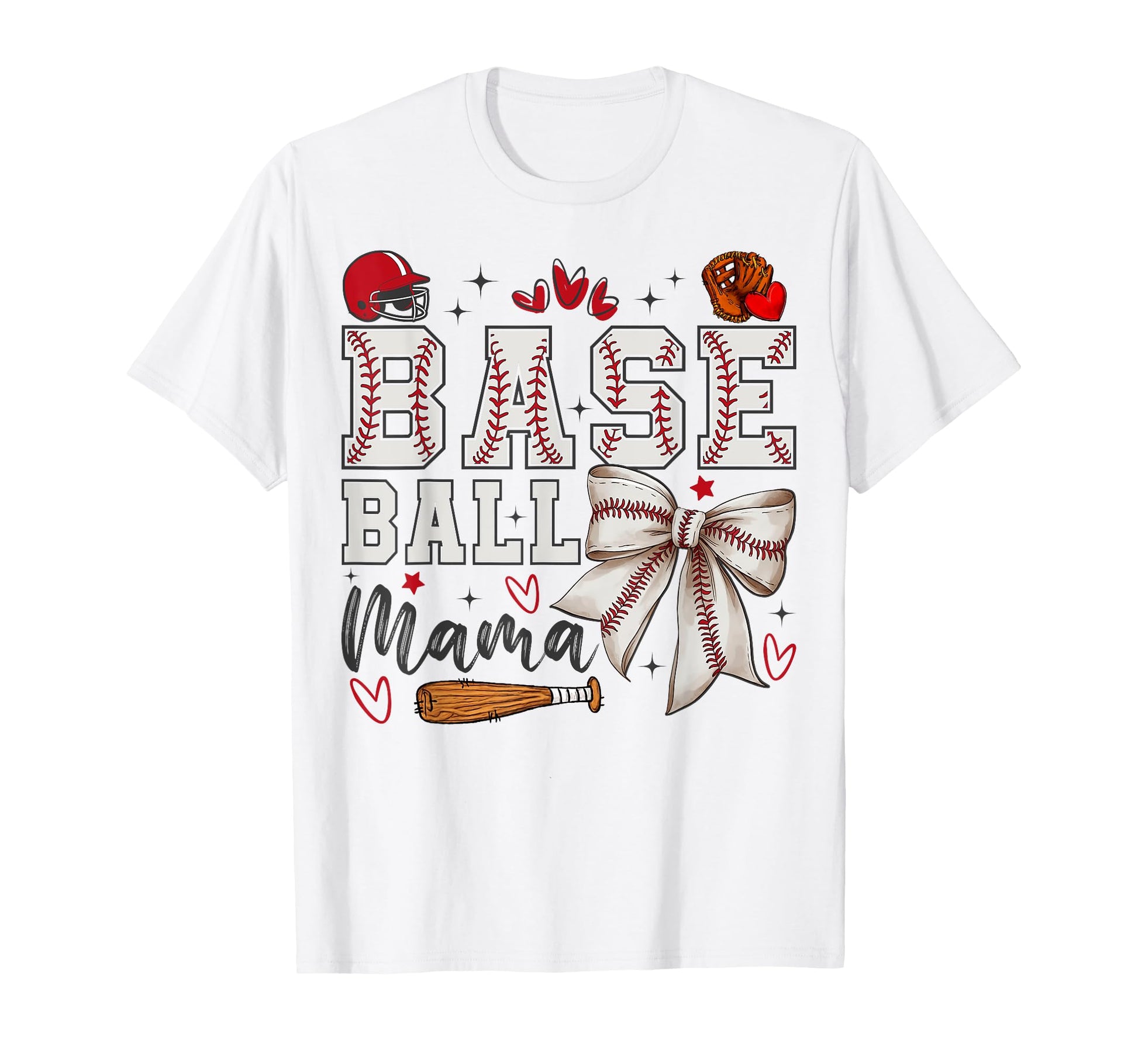 Baseball Mama Coquette Bow Game Day T-Shirt - Unique Graphic Men Women - T-Shirt, Sweatshirt, Hoodie