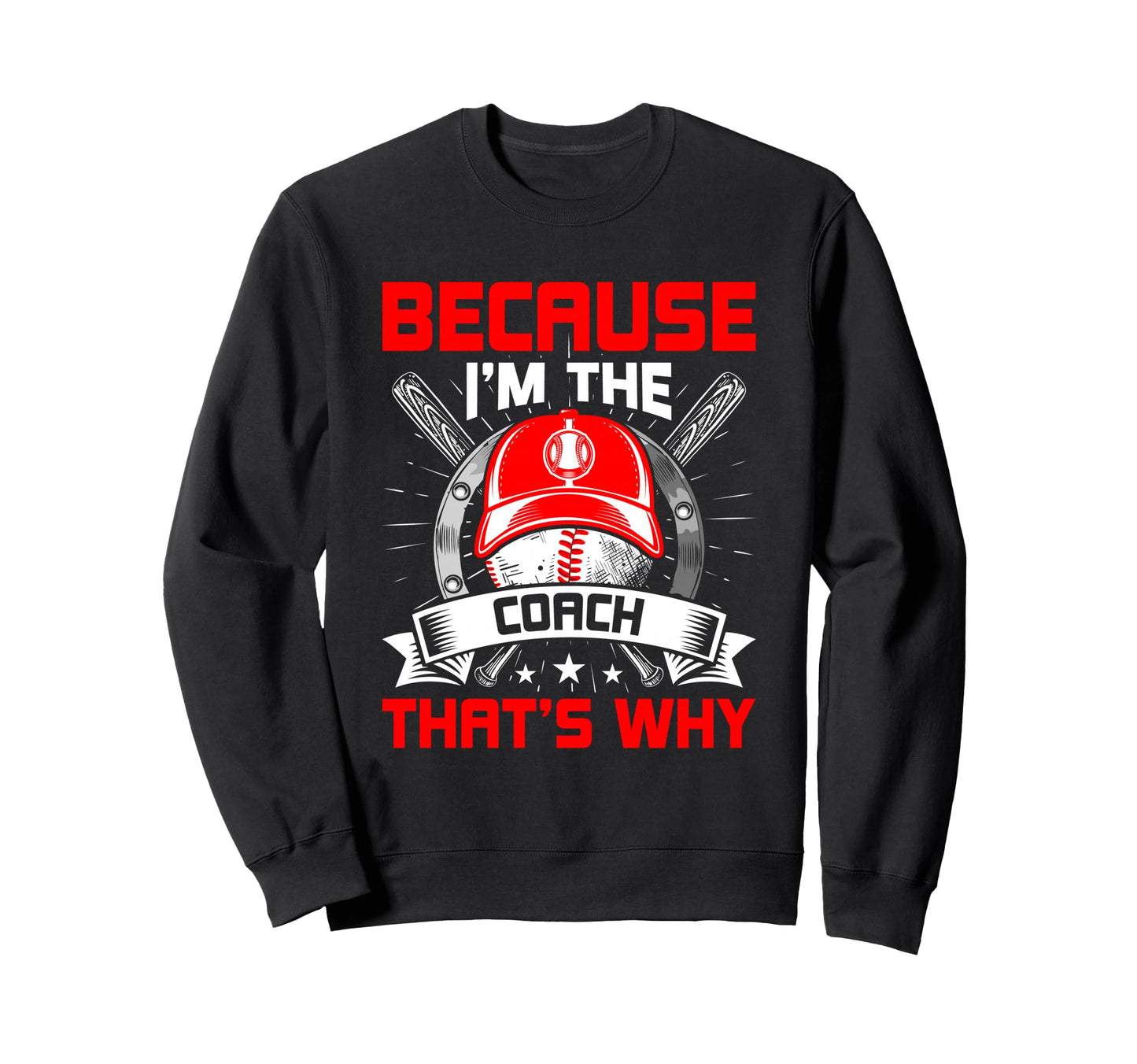 Because Im Coach Thats Why Baseball Sweatshirt - Unique Graphic Men Women - T-Shirt, Sweatshirt, Hoodie
