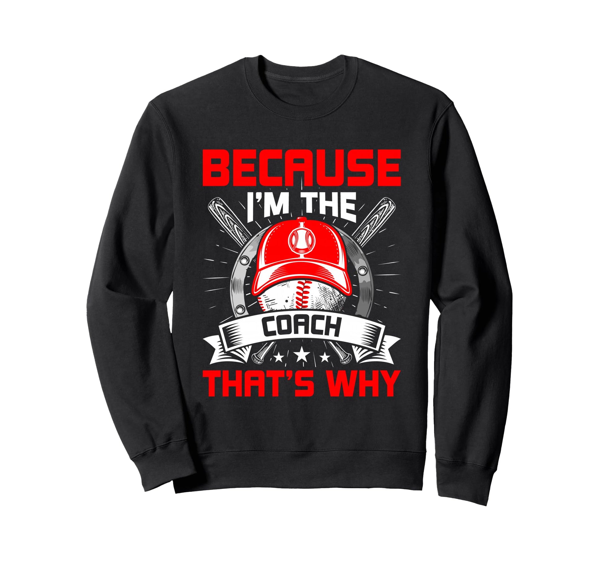 Because Im Coach Thats Why Baseball Sweatshirt - Unique Graphic Men Women - T-Shirt, Sweatshirt, Hoodie