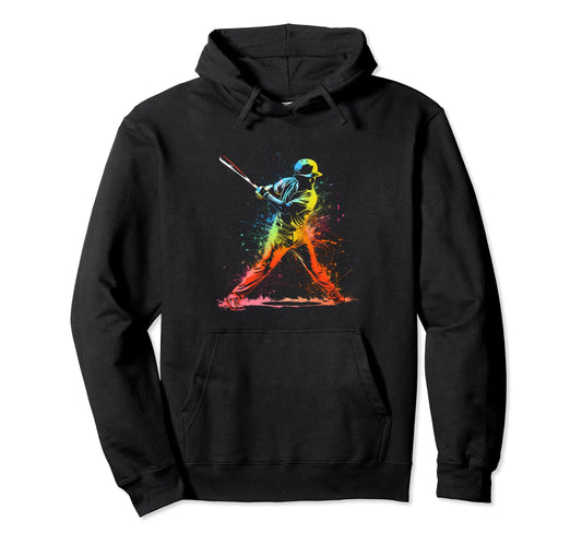 Baseball Bunt Player Home Run Sport Hoodie - Minimalist Print for Adults - T-Shirt, Sweatshirt, Hoodie