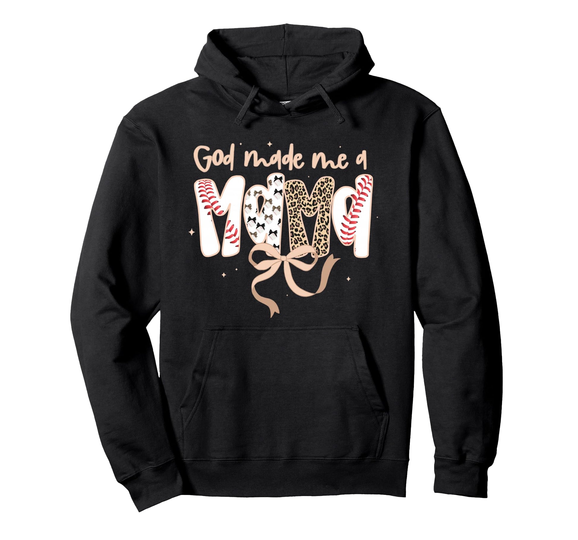 God Made Me Mama Baseball Leopard Christian Hoodie - Graphic Print Unisex - T-Shirt, Sweatshirt, Hoodie