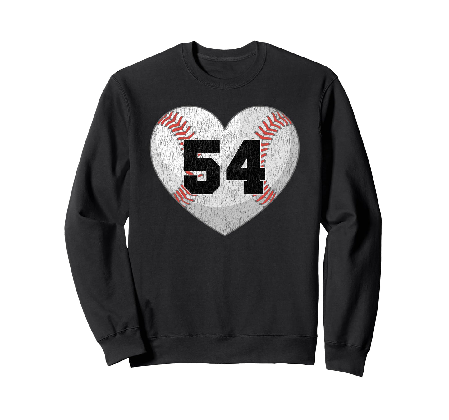 Baseball Number 54 Distressed Heart Sweatshirt - Trendy Graphic Men Women - T-Shirt, Sweatshirt, Hoodie