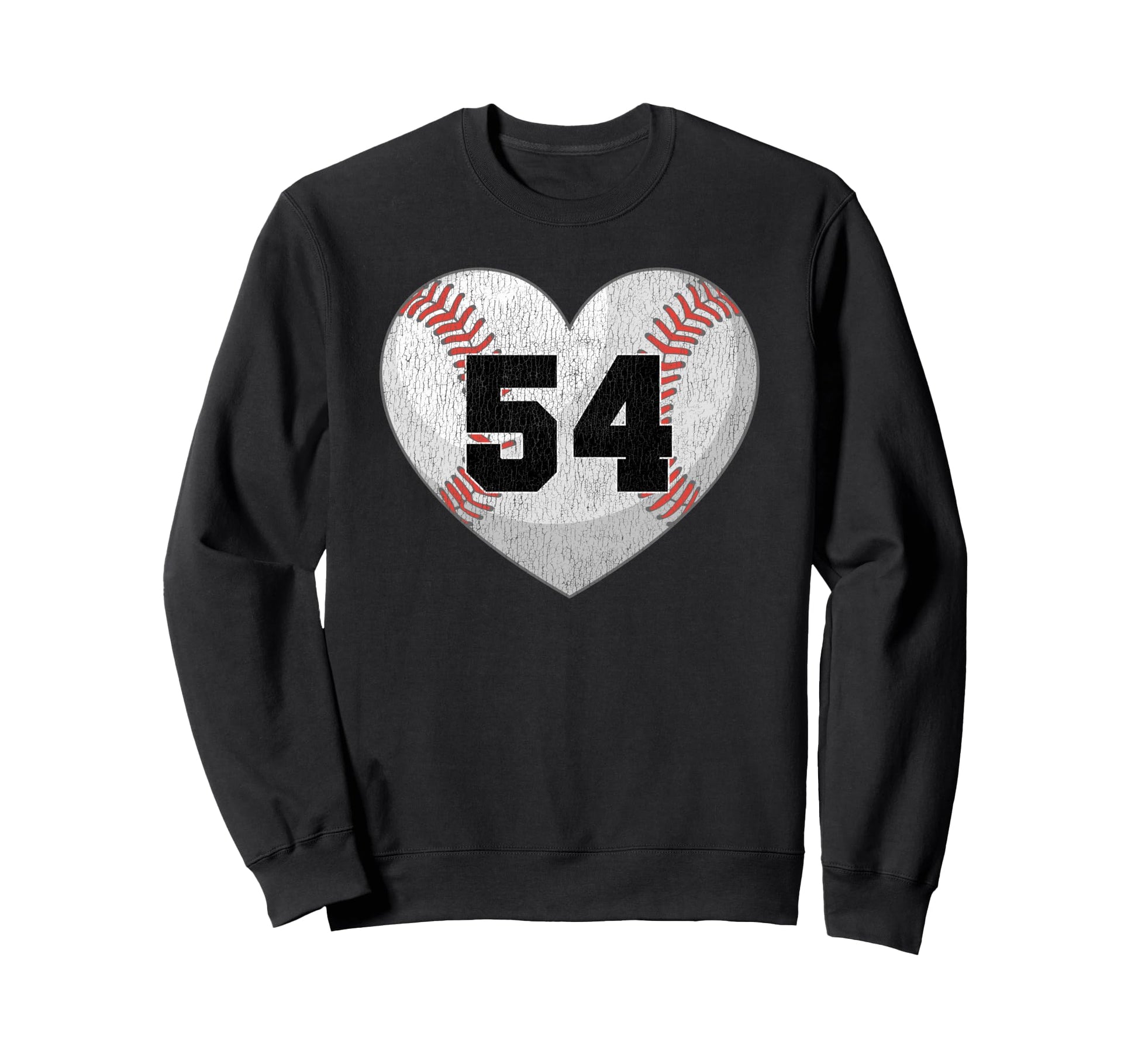 Baseball Number 54 Distressed Heart Sweatshirt - Trendy Graphic Men Women - T-Shirt, Sweatshirt, Hoodie