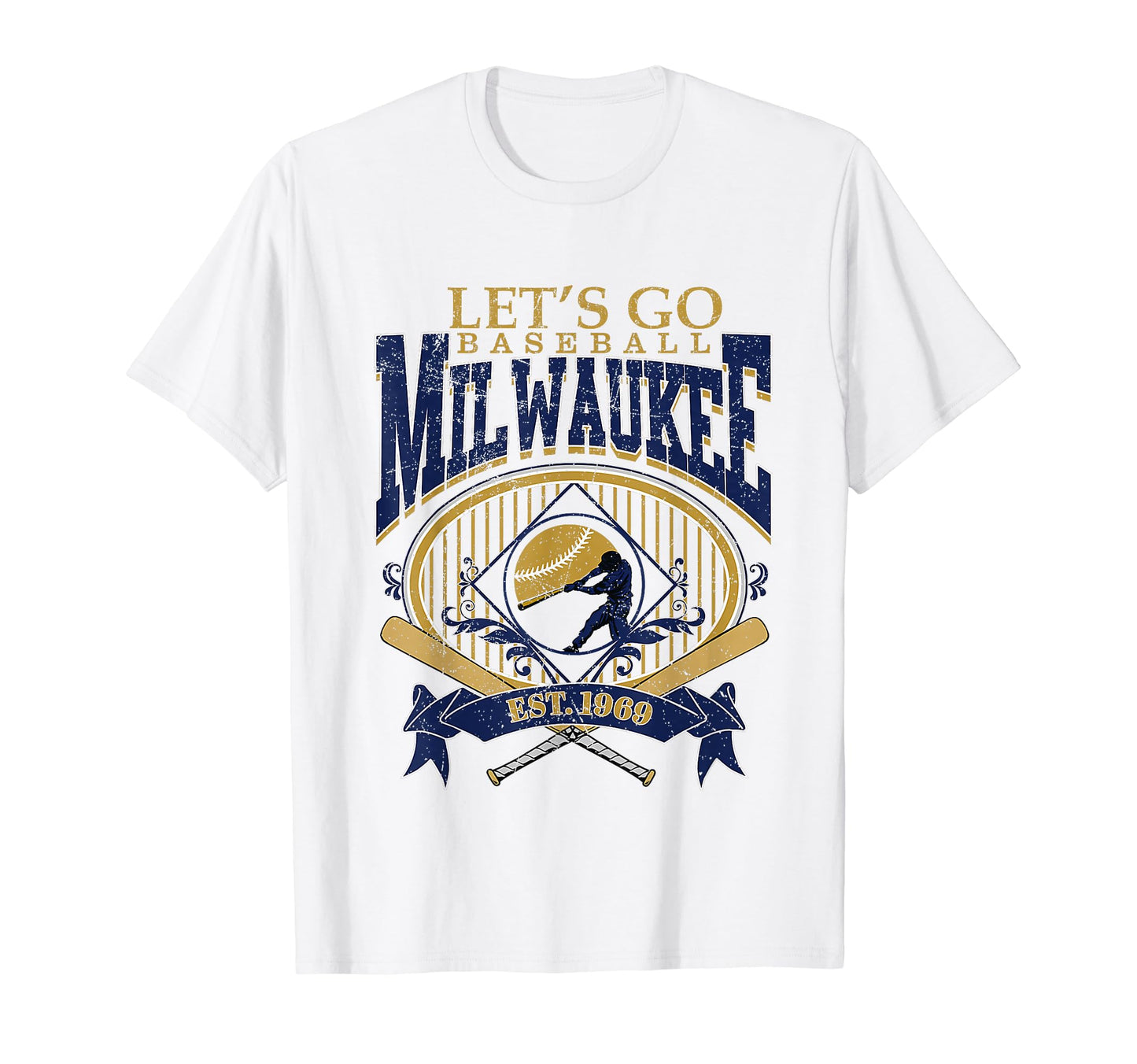 Baseball Lets Go Baseball Milwaukee T-Shirt - Custom Art Print Unisex - T-Shirt, Sweatshirt, Hoodie