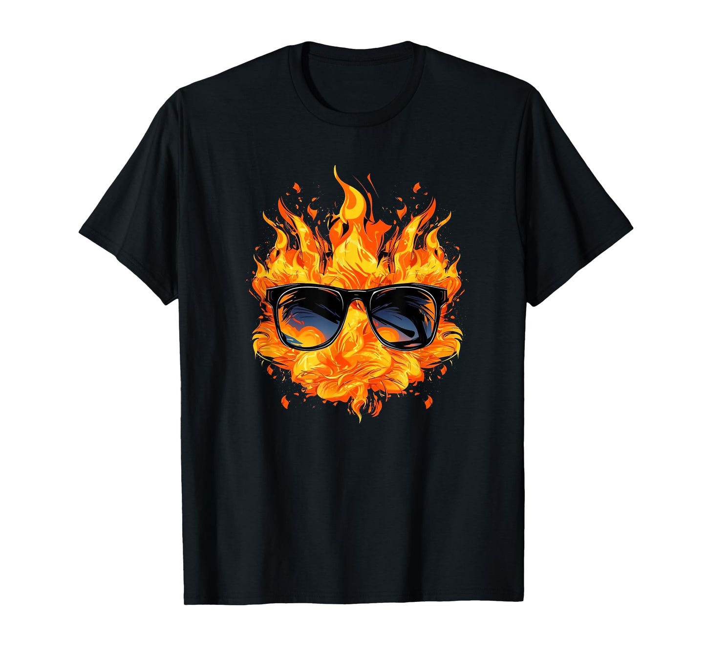 Fire And Flames Glasses T-Shirt - Trendy Graphic for Adults - T-Shirt, Sweatshirt, Hoodie