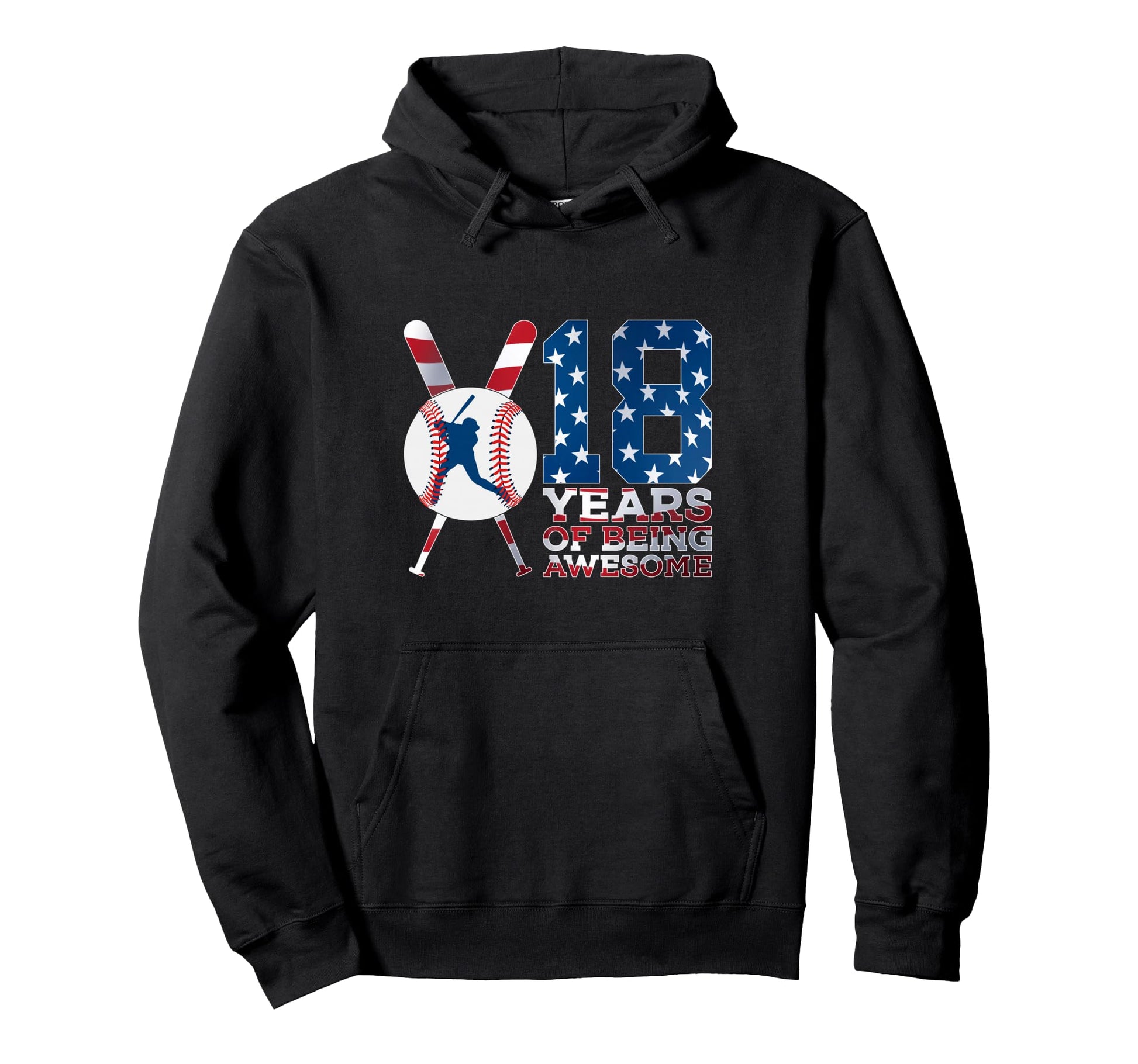 18 Years Being Awesome Baseball Hoodie - Casual Everyday Wear Men Women - T-Shirt, Sweatshirt, Hoodie