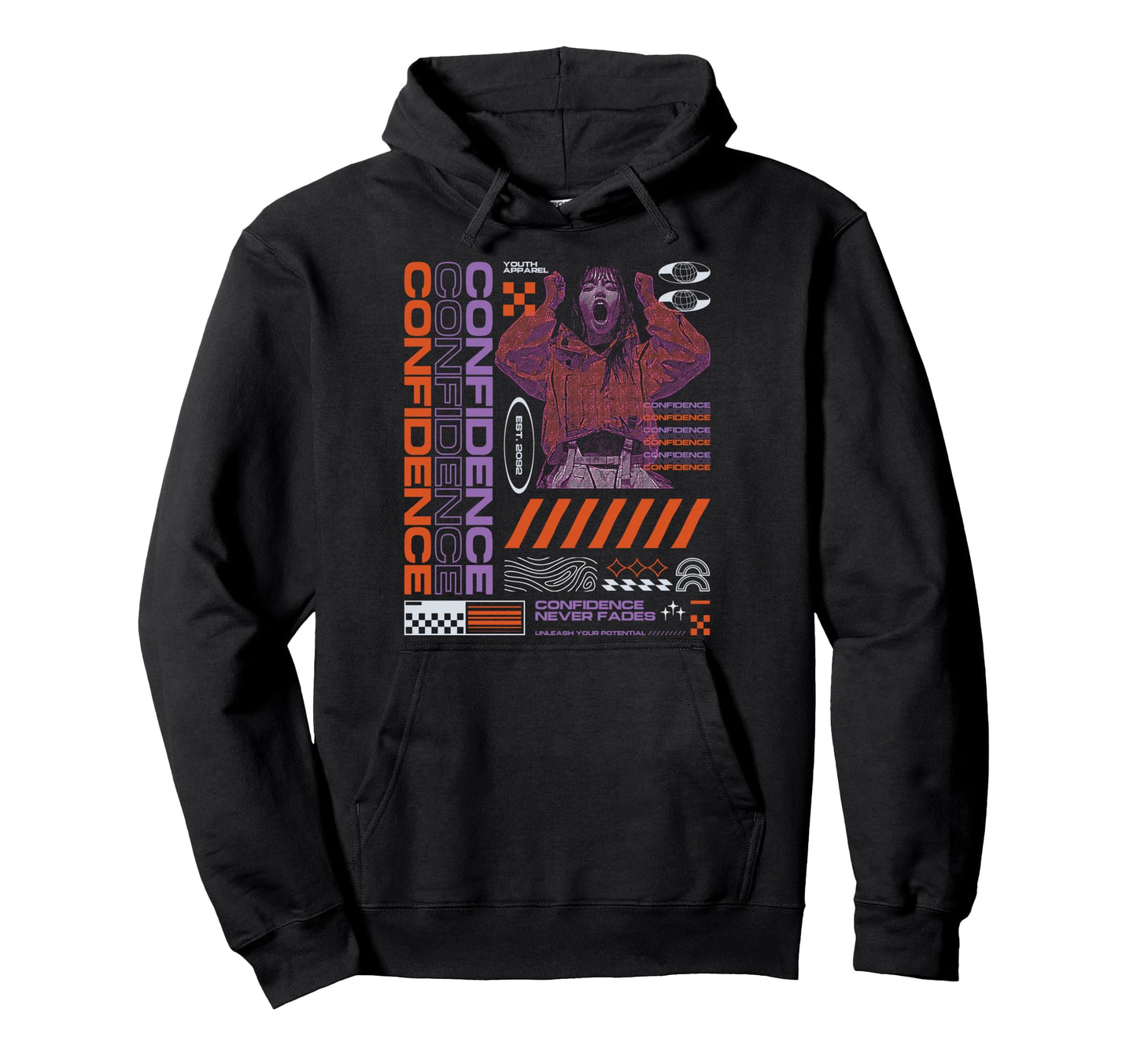 Y2K Confidence Bold Urban Graffiti Hoodie - Minimalist Print Unisex - T-Shirt, Sweatshirt, Hoodie