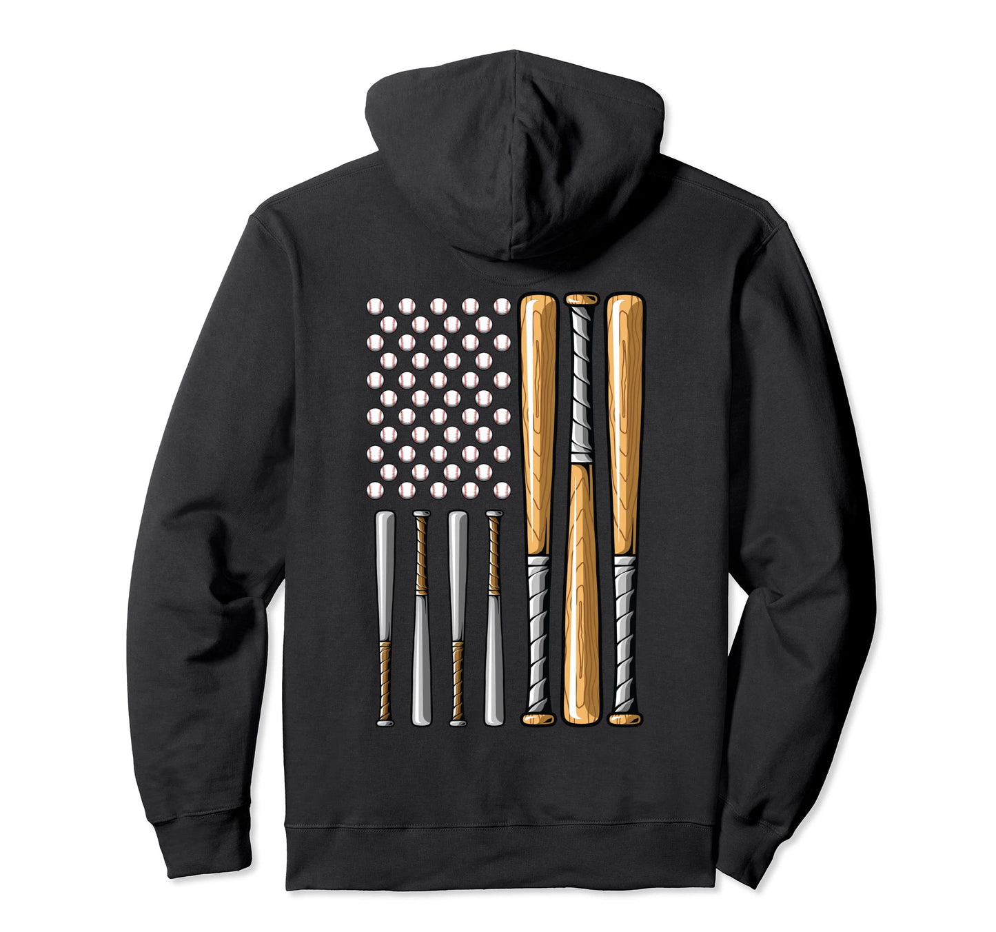 Baseball American Flag Baseball Flag Hoodie - Trendy Graphic Unisex - T-Shirt, Sweatshirt, Hoodie