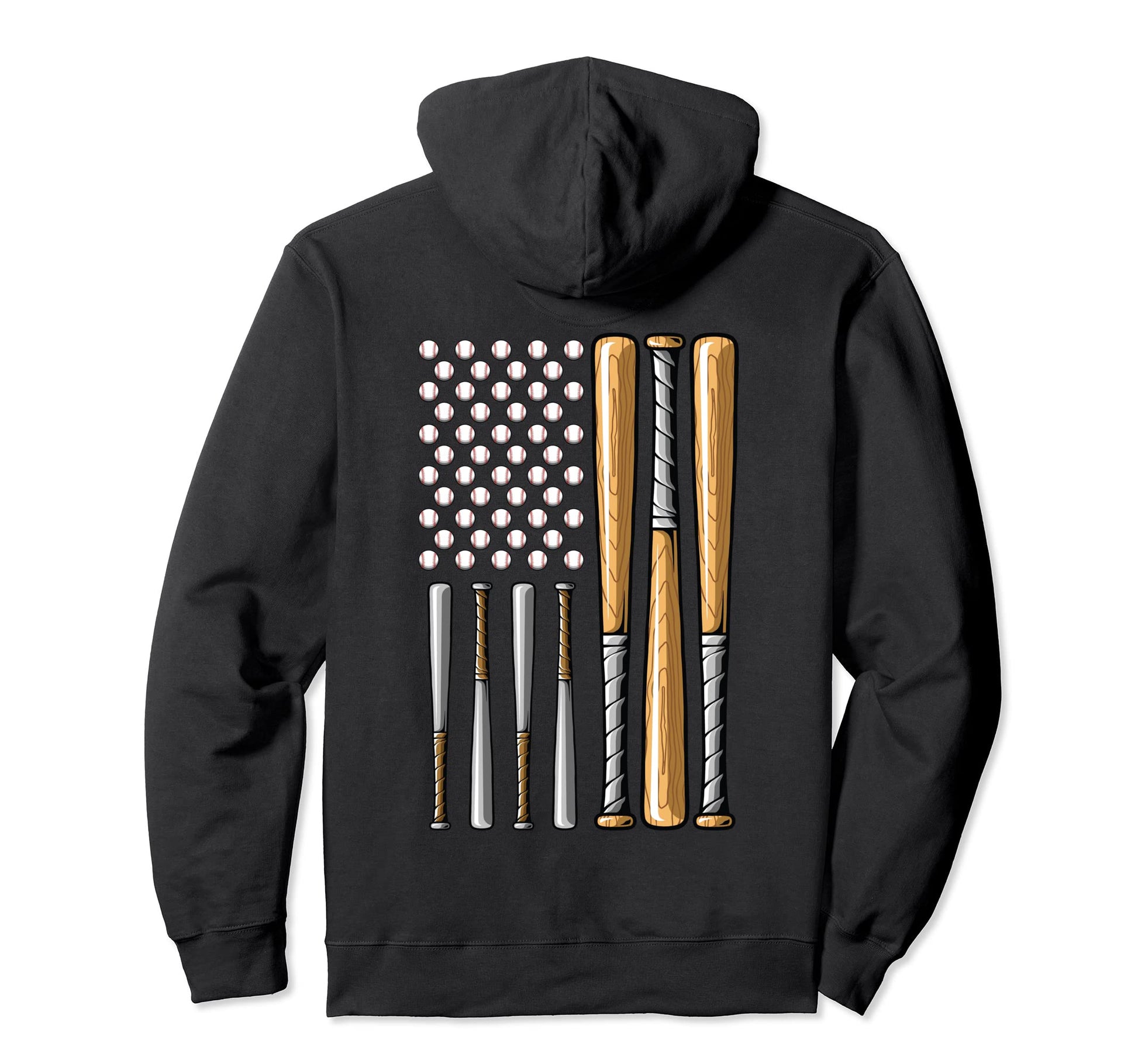 Baseball American Flag Baseball Flag Hoodie - Trendy Graphic Unisex - T-Shirt, Sweatshirt, Hoodie