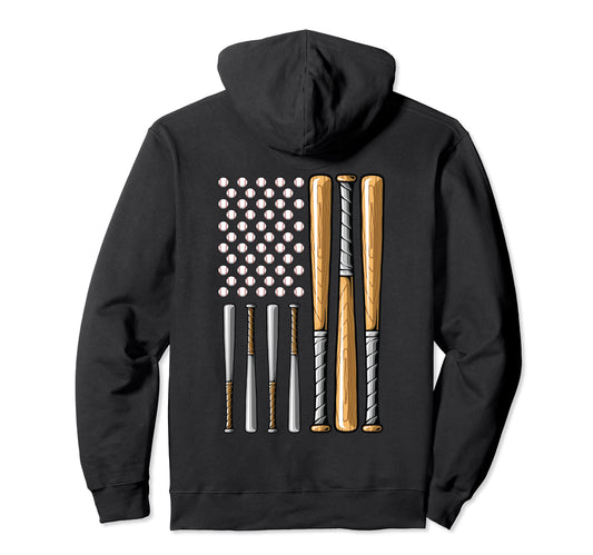 Baseball American Flag Baseball Flag Hoodie - Trendy Graphic Unisex - T-Shirt, Sweatshirt, Hoodie