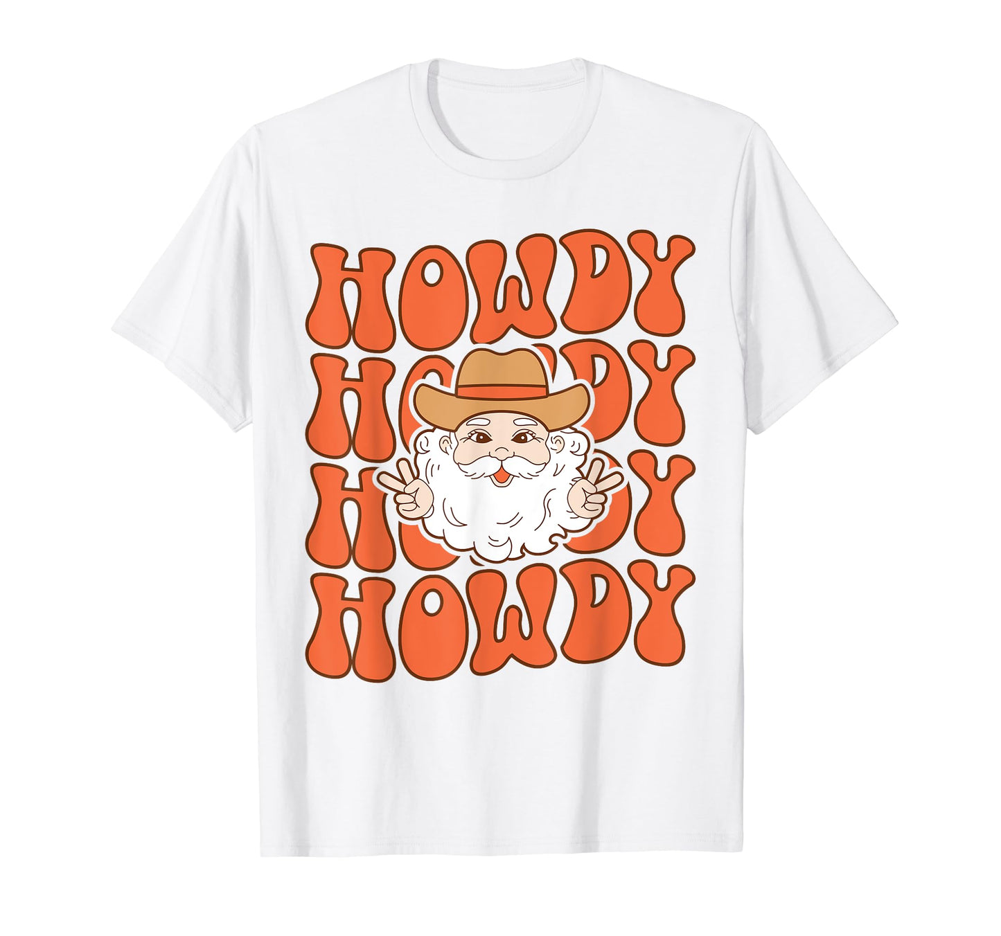 Howdy Santa Claus Groovy Cowboy Western T-Shirt - Minimalist Print Unisex - T-Shirt, Sweatshirt, Hoodie