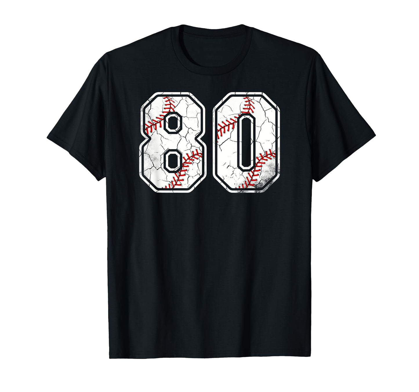 Distressed 80Th Birthday Baseball 80 Year T-Shirt - Trendy Graphic Unisex - T-Shirt, Sweatshirt, Hoodie