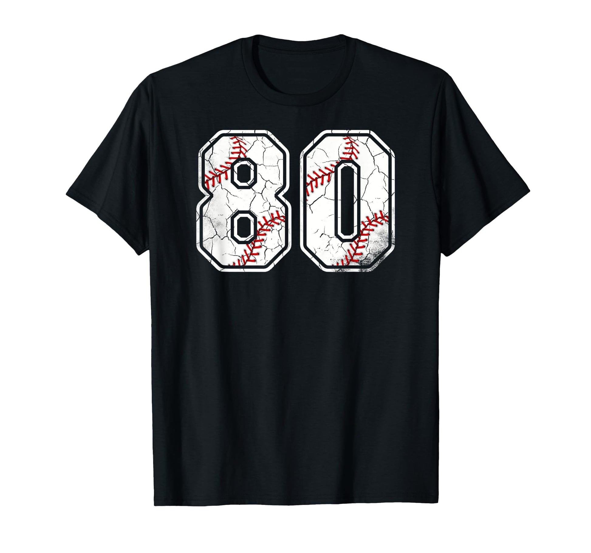 Distressed 80Th Birthday Baseball 80 Year T-Shirt - Trendy Graphic Unisex - T-Shirt, Sweatshirt, Hoodie