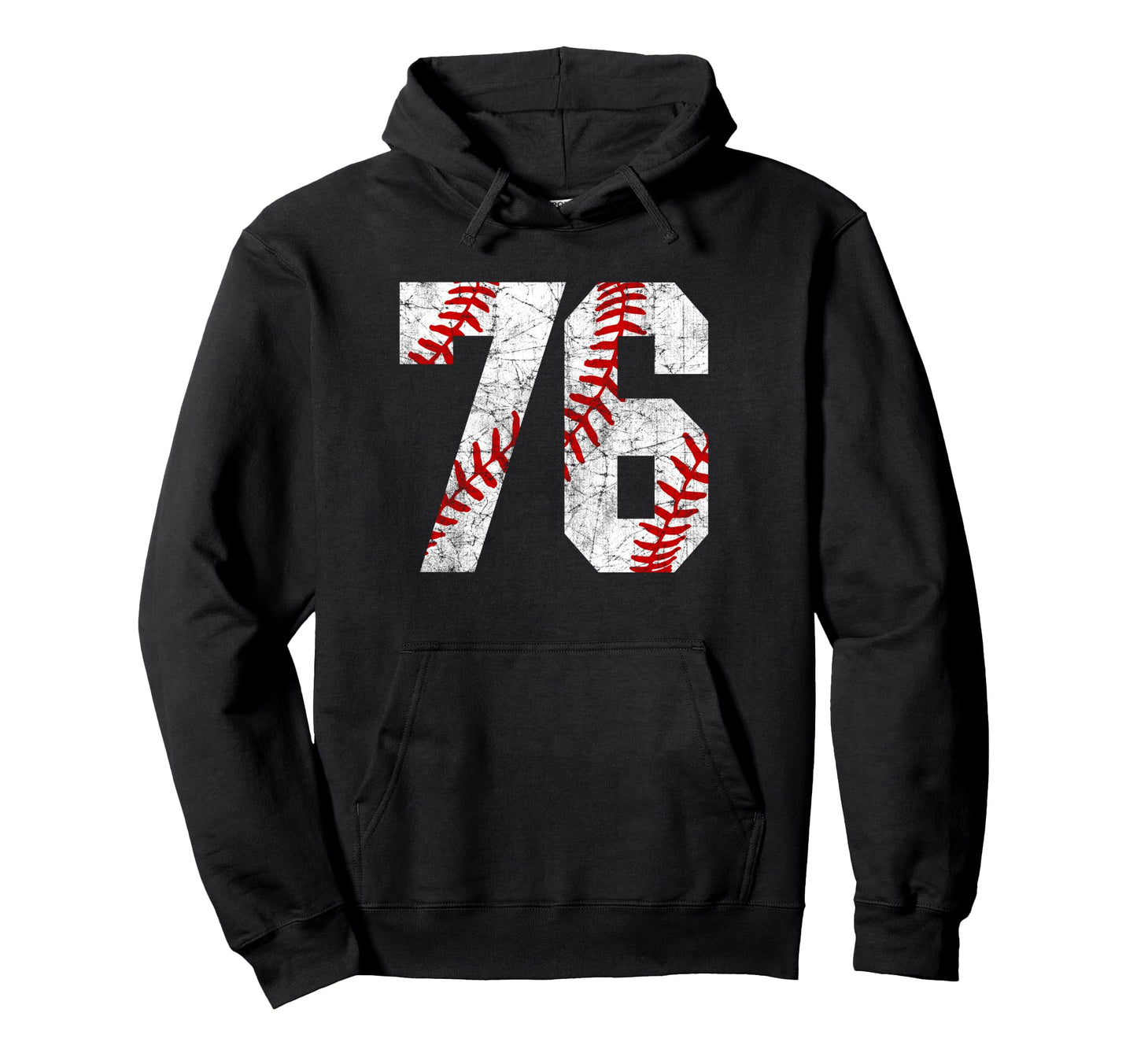 Distressed Baseball Number 76 Jersey Hoodie - Unique Graphic Unisex - T-Shirt, Sweatshirt, Hoodie
