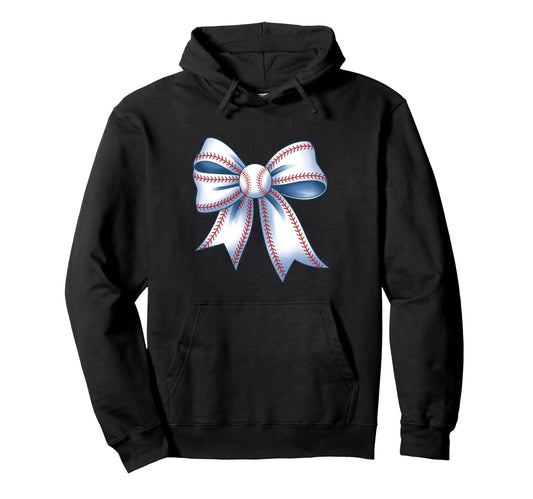 Baseball Coquette Bow Baseball Player Hoodie - Streetwear Style for Adults - T-Shirt, Sweatshirt, Hoodie