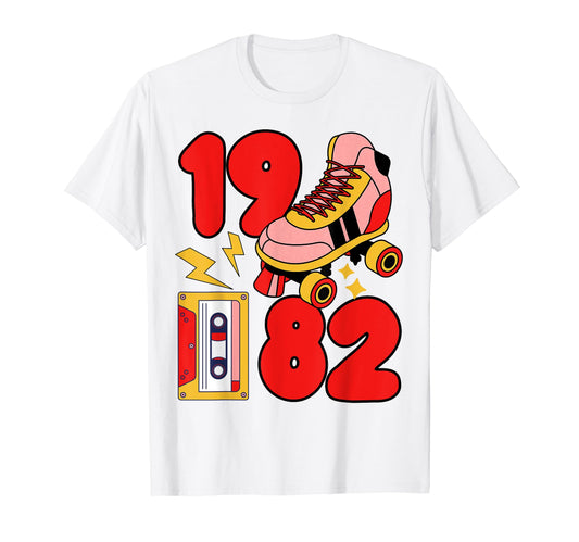 80S Vibes Mixed Tapes Roller Skates 1982 T-Shirt - Graphic Print Unisex - T-Shirt, Sweatshirt, Hoodie