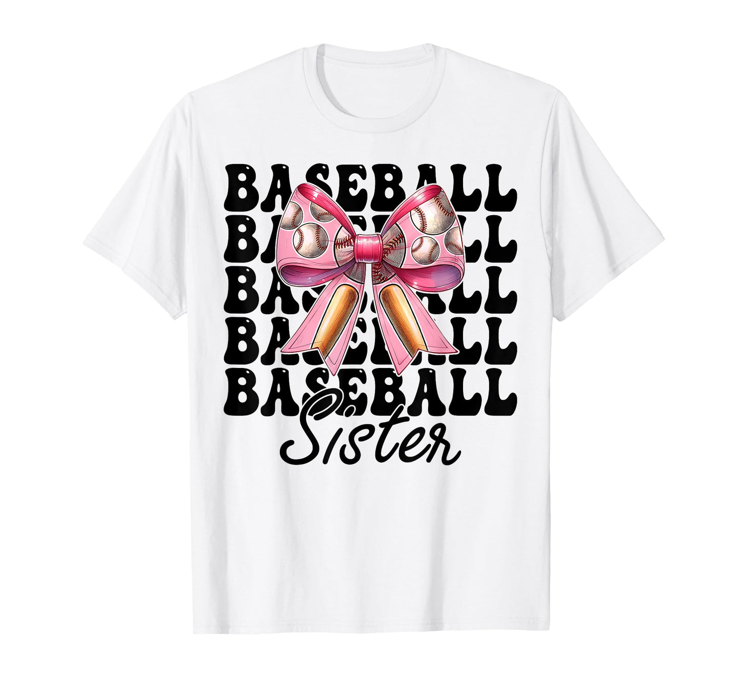 Baseball Sister Baseball Coquette Bow T-Shirt - Minimalist Print Men Women - T-Shirt, Sweatshirt, Hoodie
