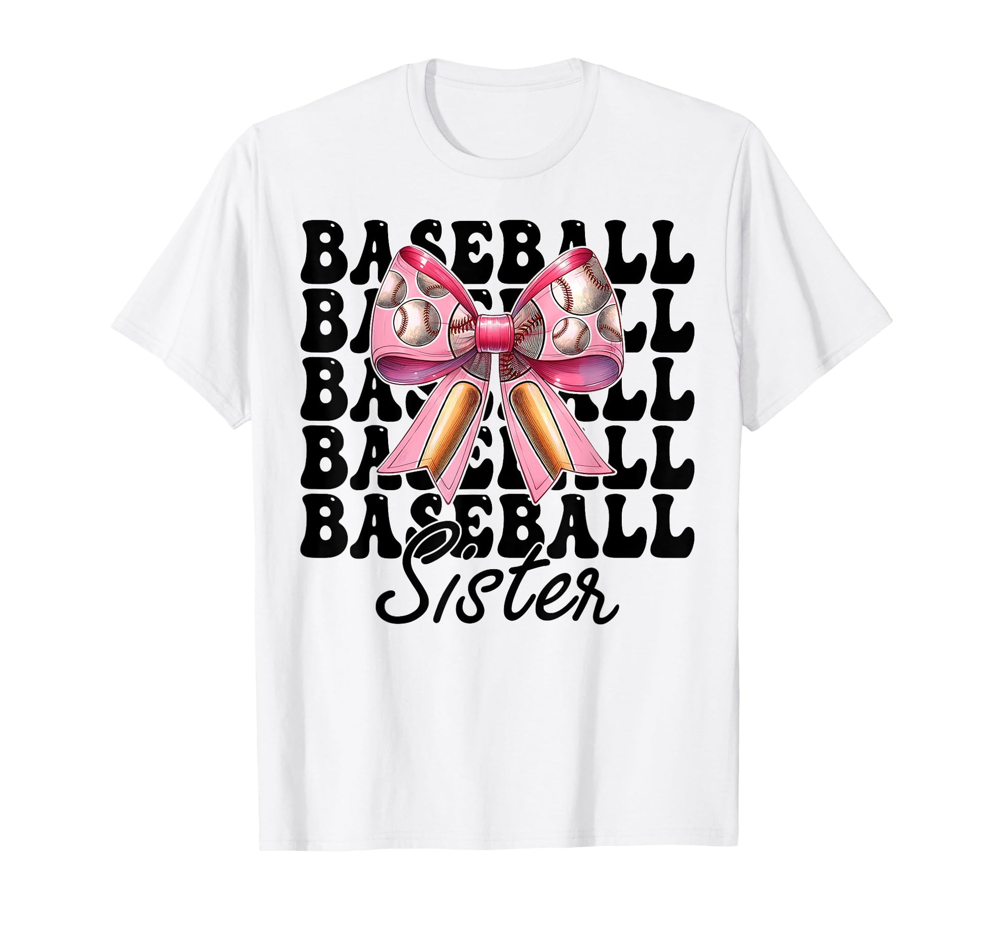 Baseball Sister Baseball Coquette Bow T-Shirt - Minimalist Print Men Women - T-Shirt, Sweatshirt, Hoodie