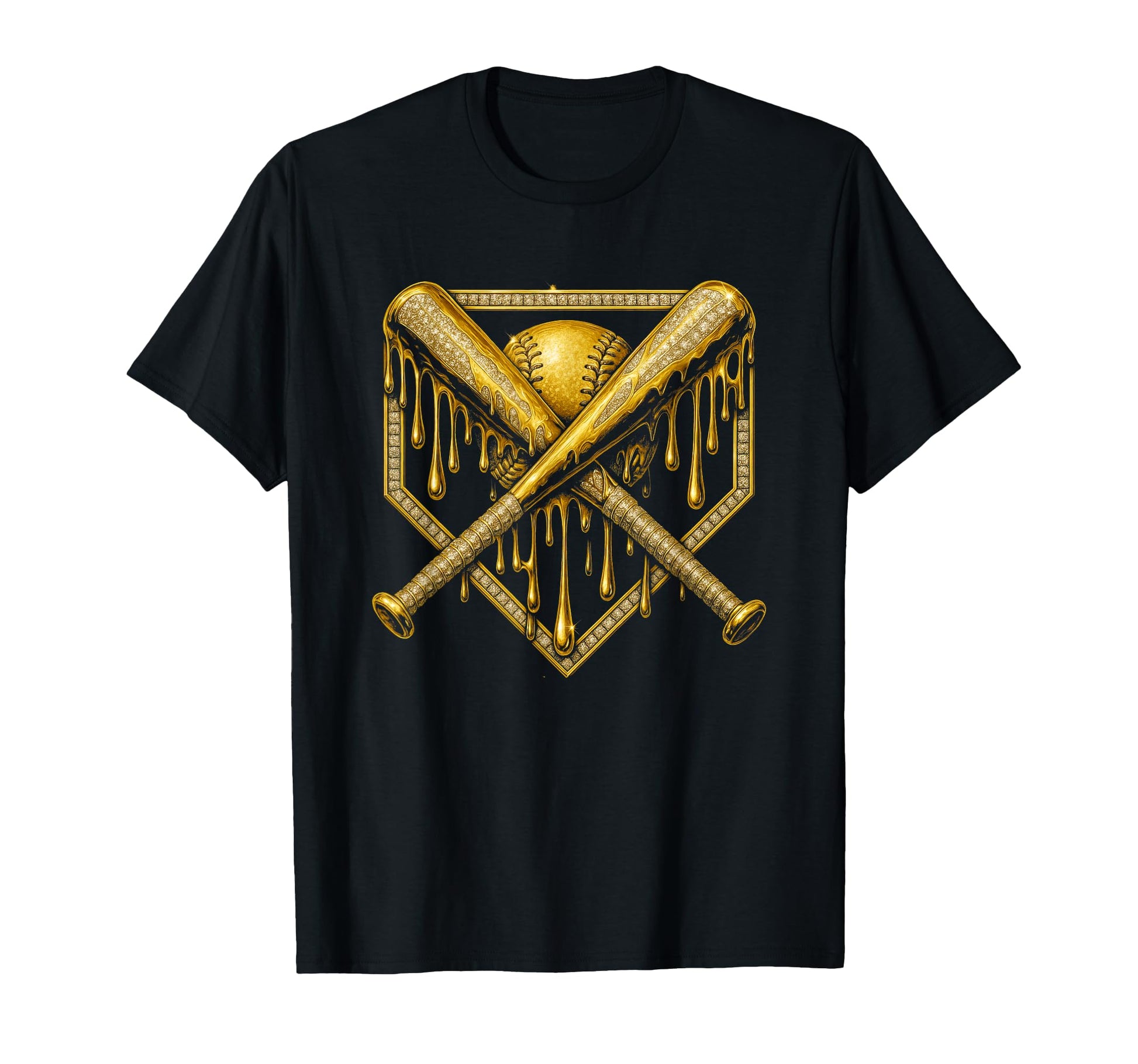 Dripping Baseball Crossed Bats T-Shirt - Trendy Graphic Unisex - T-Shirt, Sweatshirt, Hoodie
