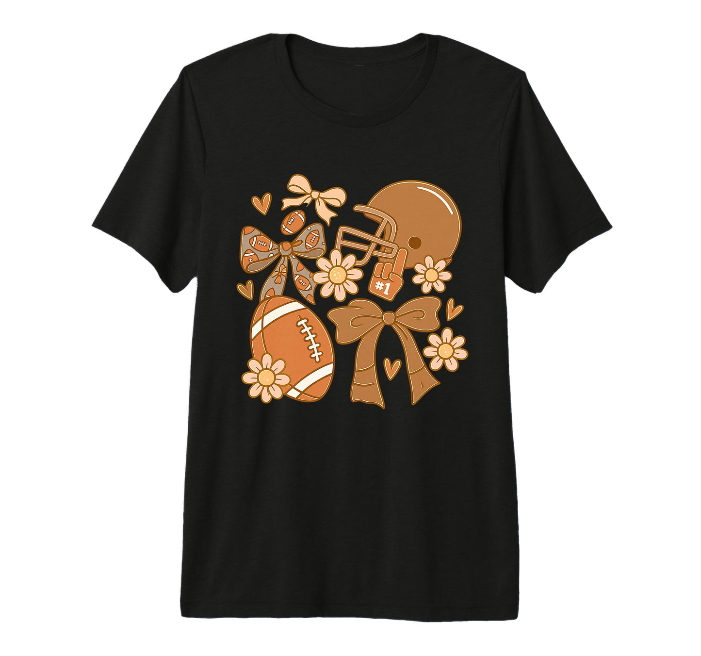 Football Floral Helmet Bow Fans T-Shirt - Fun Novelty Design for Adults - T-Shirt, Sweatshirt, Hoodie