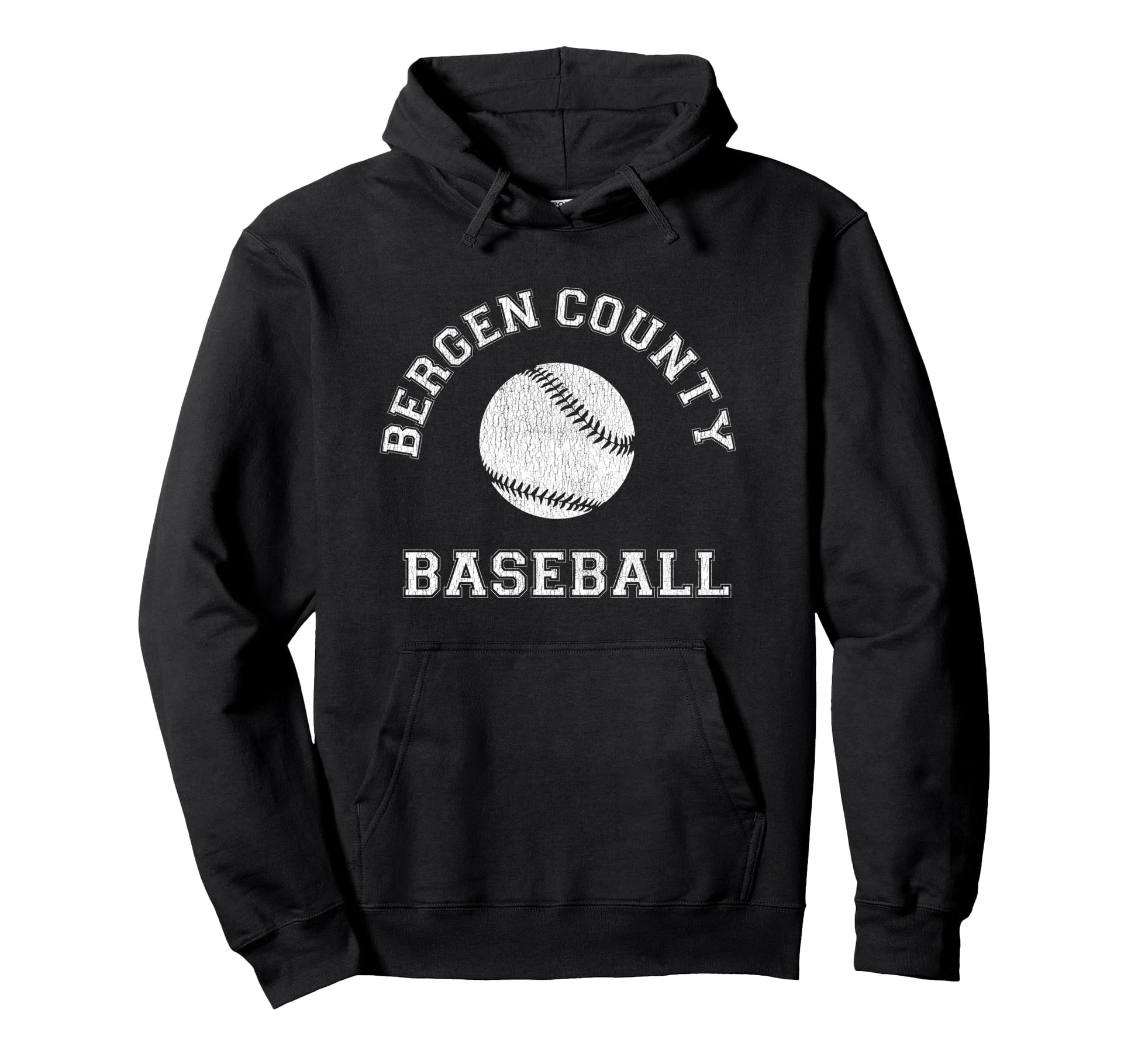 Bergen County Baseball Distressed Hoodie - Custom Art Print Men Women - T-Shirt, Sweatshirt, Hoodie