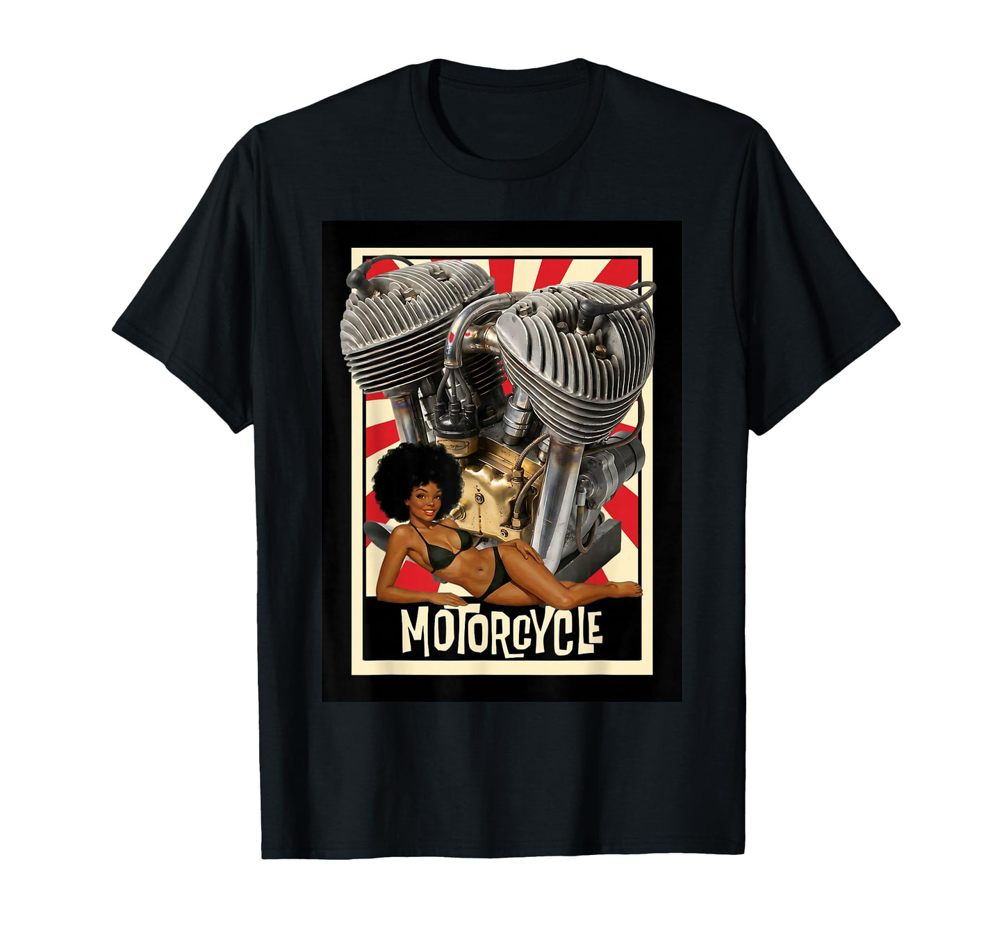 Motorcycle Engine Pinup Art Biker T-Shirt - Unique Graphic Men Women - T-Shirt, Sweatshirt, Hoodie