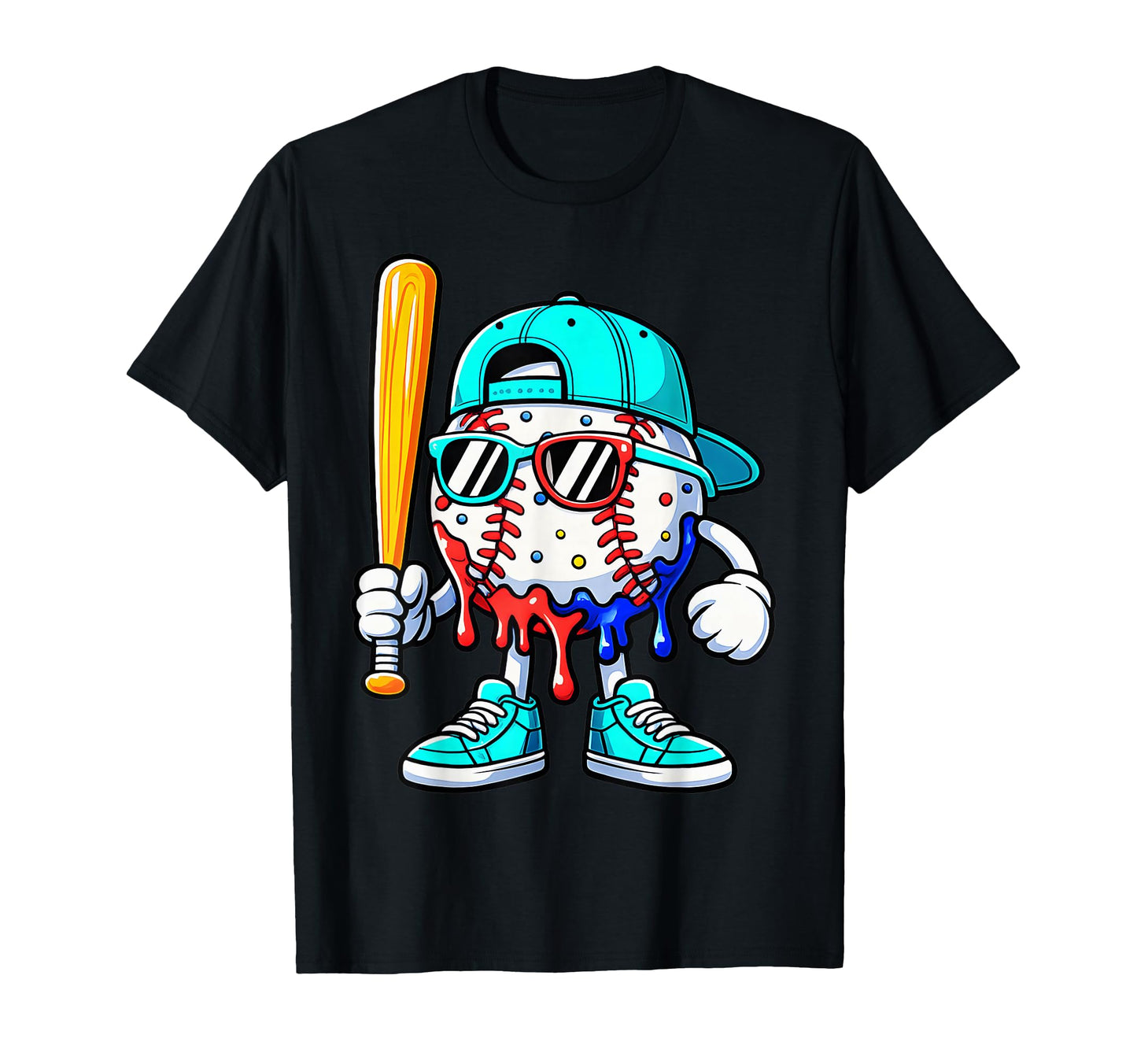 Baseball Drip Ice Cream Drip T-Shirt - Aesthetic Graphic for Adults - T-Shirt, Sweatshirt, Hoodie