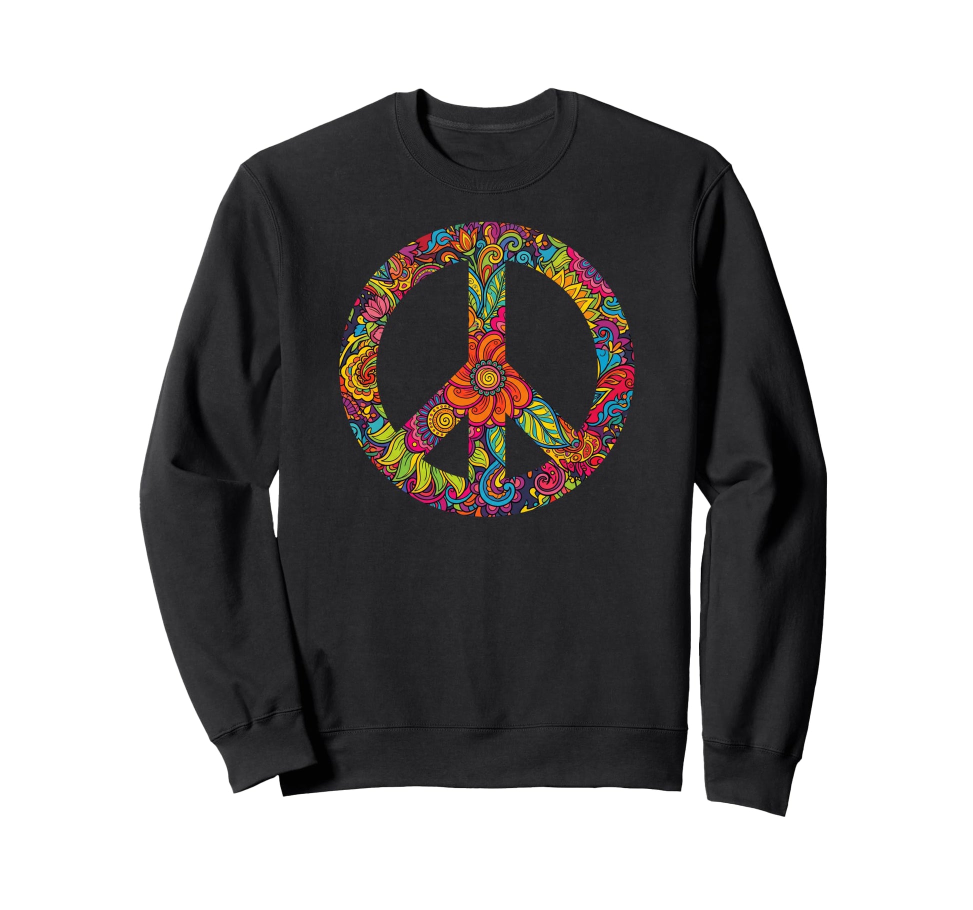 Peace Sign Psychedelic Floral Fill Sweatshirt - Fun Novelty Design Unisex - T-Shirt, Sweatshirt, Hoodie