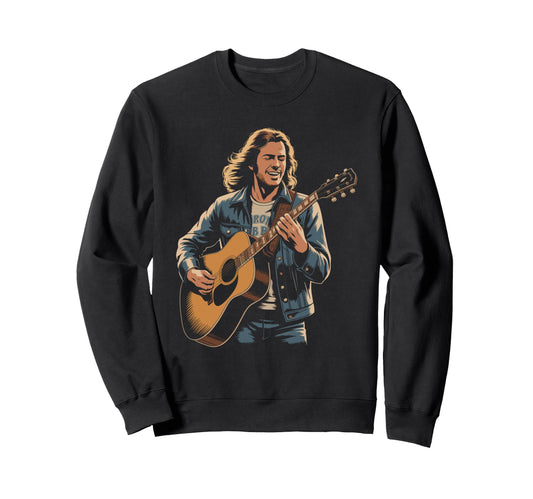 Acoustic Guitar Distressed Art Sweatshirt - Minimalist Print Men Women - T-Shirt, Sweatshirt, Hoodie